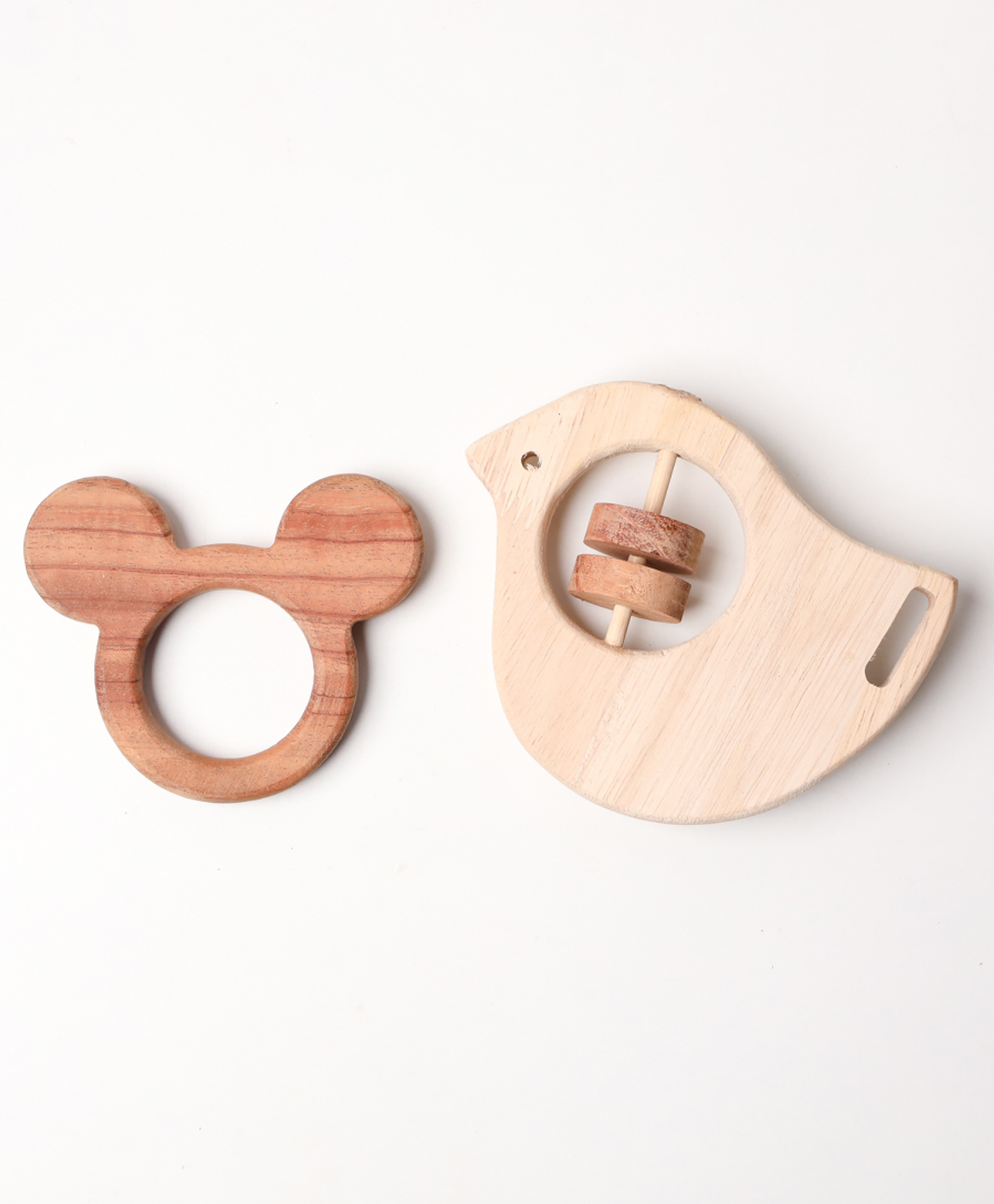 OPA Toys Wooden Handmade Sensory Stimulating -  Mickey Mouse Teether & Rocking Potato Bird Rattle For Born Babies (2 Piece)-picture-28