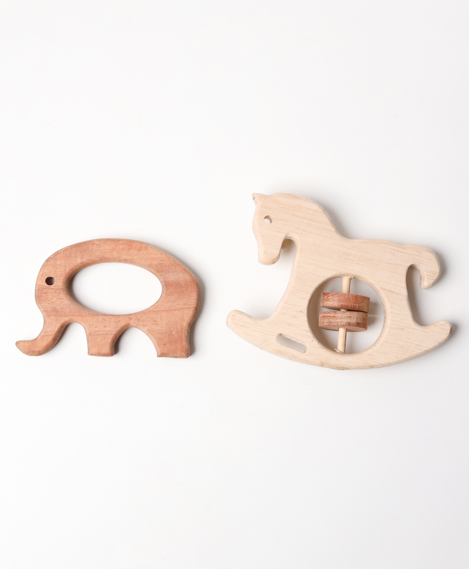 OPA Toys Wooden Handmade Sensory Stimulating -   Elephant Teether & Unicorn Rattle For Born Babies (2 Piece)-image-15