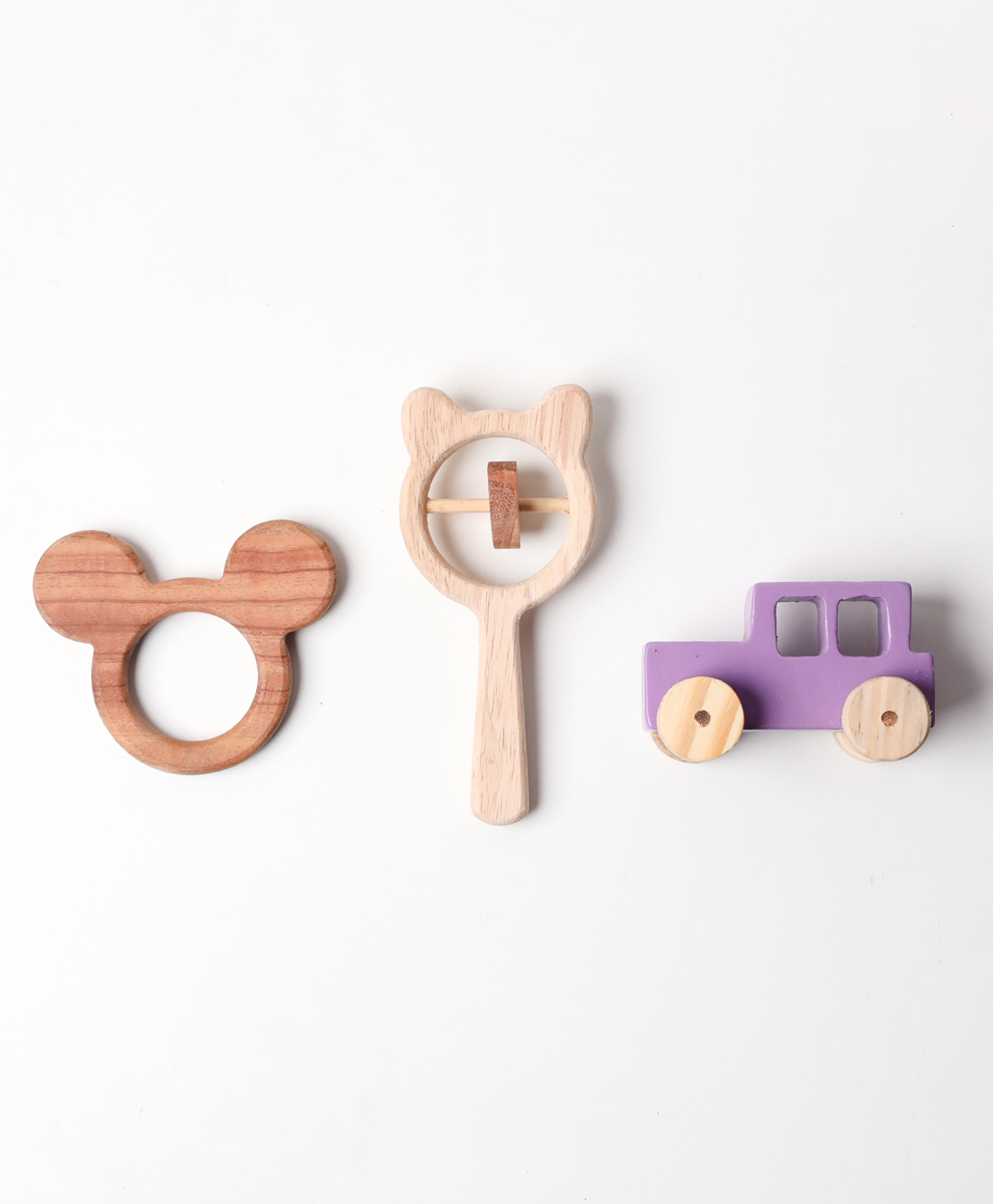 OPA Toys New Born Gift Set - Wooden Mickey Mouse Teether, Bear Rattle and  Racing Violet - JEEP Push & Pull Toy ( 3 Pieces)-image-48