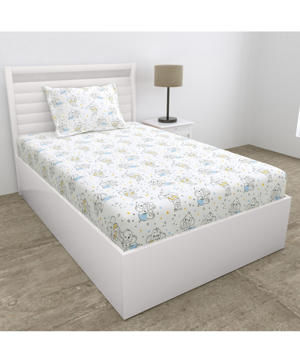 Haus & Kinder 100% Cotton 200TC Kids Printed Fitted Single Bedsheet with 1 Pillow Cover, Savanna-picture-19