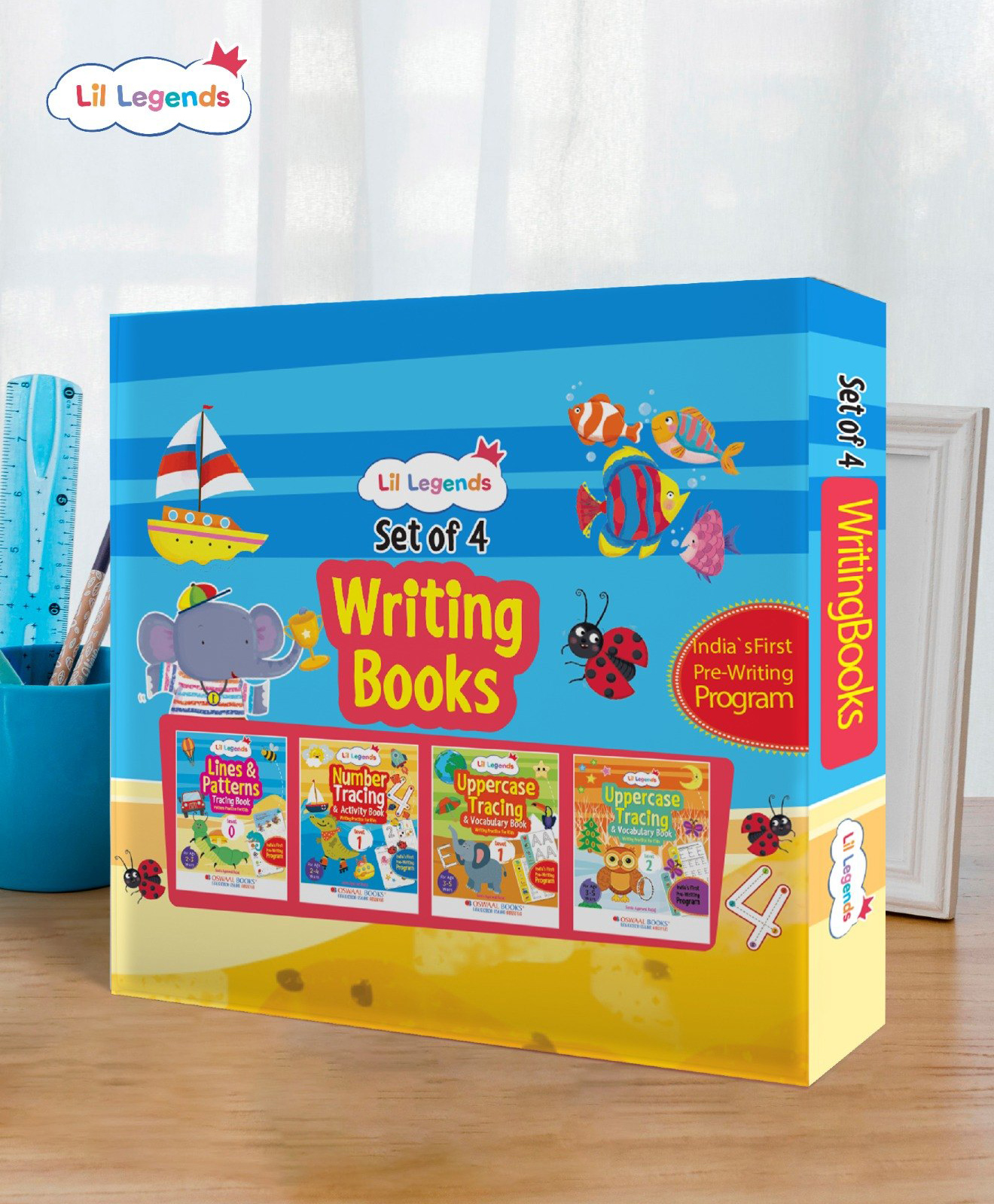 Oswaal Lil Legend Boxset of 4 Writing Books for Kids- Lines & Patterns Tracing | Number Tracing & Activity | Uppercase Tracing & Vocabulary  | Uppercase Tracing & Vocabulary Writing Practice - Level 0 to 1  Age 2 to 5 Years-image-2