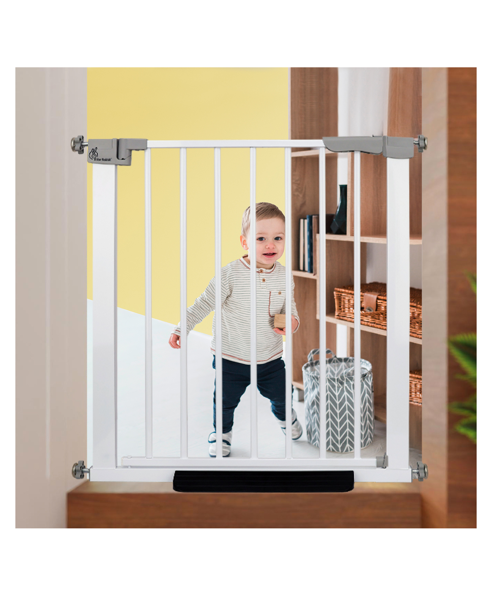 R for Rabbit Safeguard Baby Safety Gate with Two-Way Auto-Close No-Drill Retractable Design & Adjustable Lock - White-picture-29