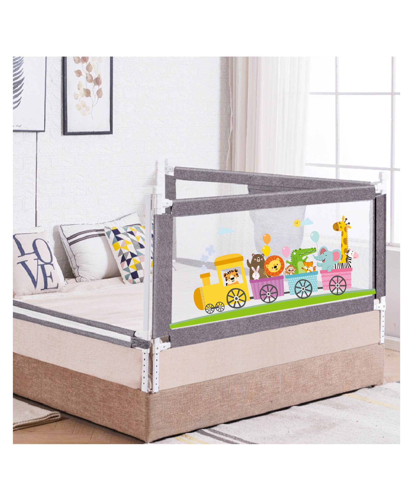 R for Rabbit Safari Bed Rail Easy Install Anti-Fall Safeguard for Toddler Safety - Grey-picture-28