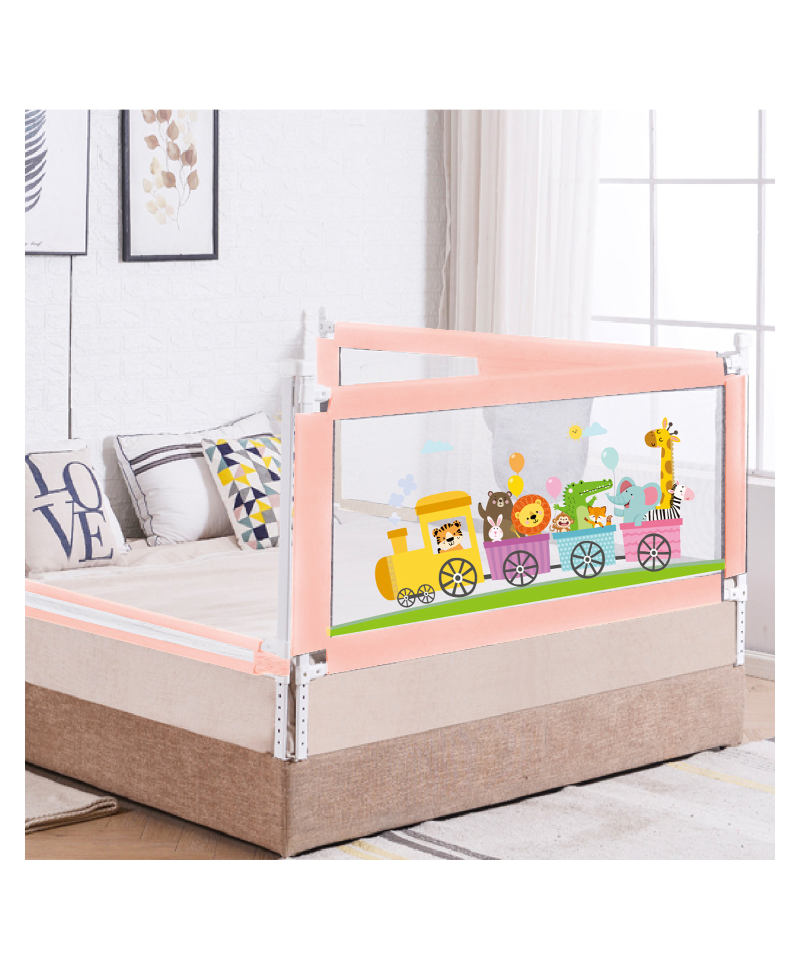 R for Rabbit Safari Bed Rail Easy Install Anti-Fall Safeguard for Toddler Safety - Pink-picture-6