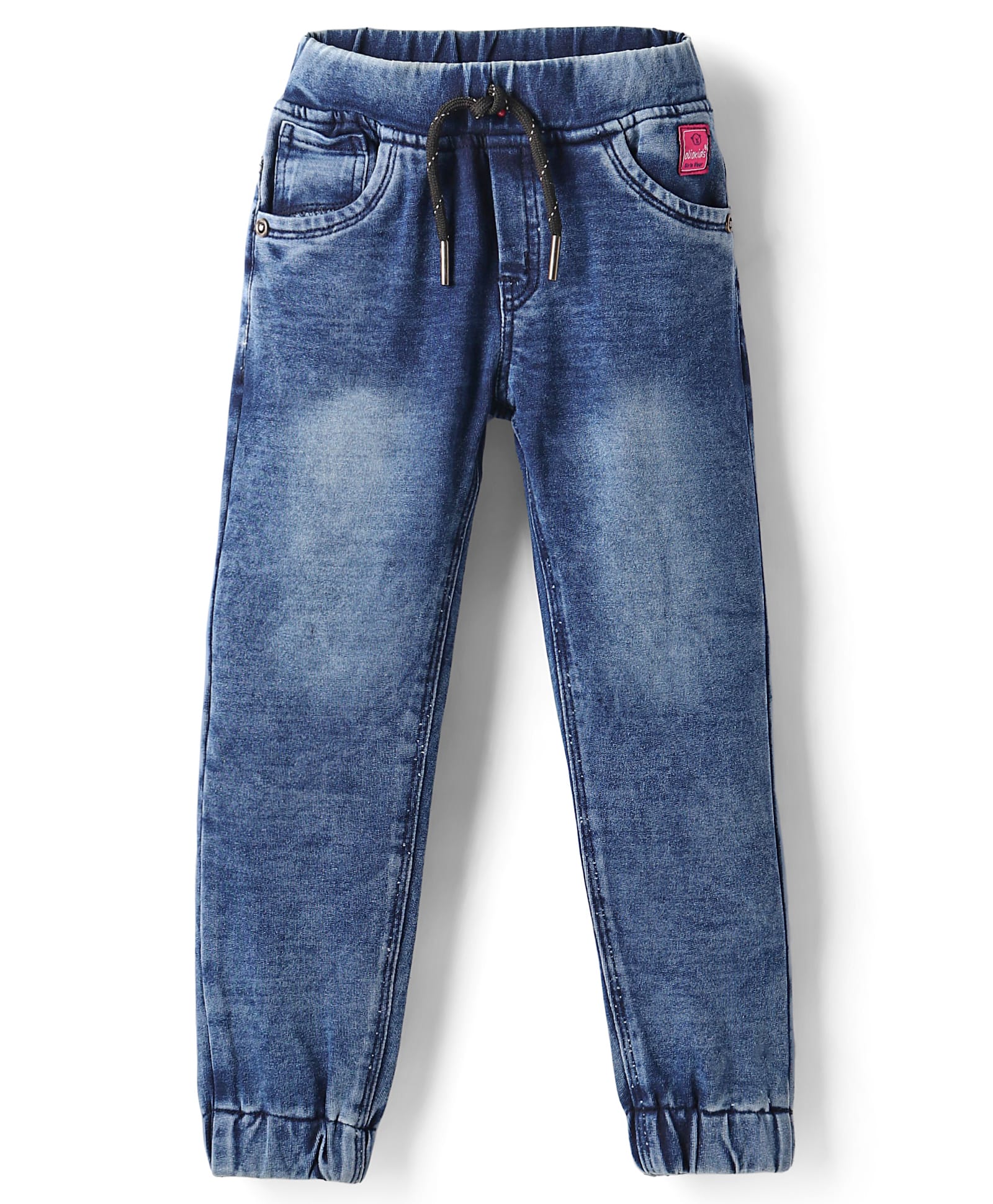Olio Kids Woven Full Length Solid Denim Jeans - Blue-picture-16