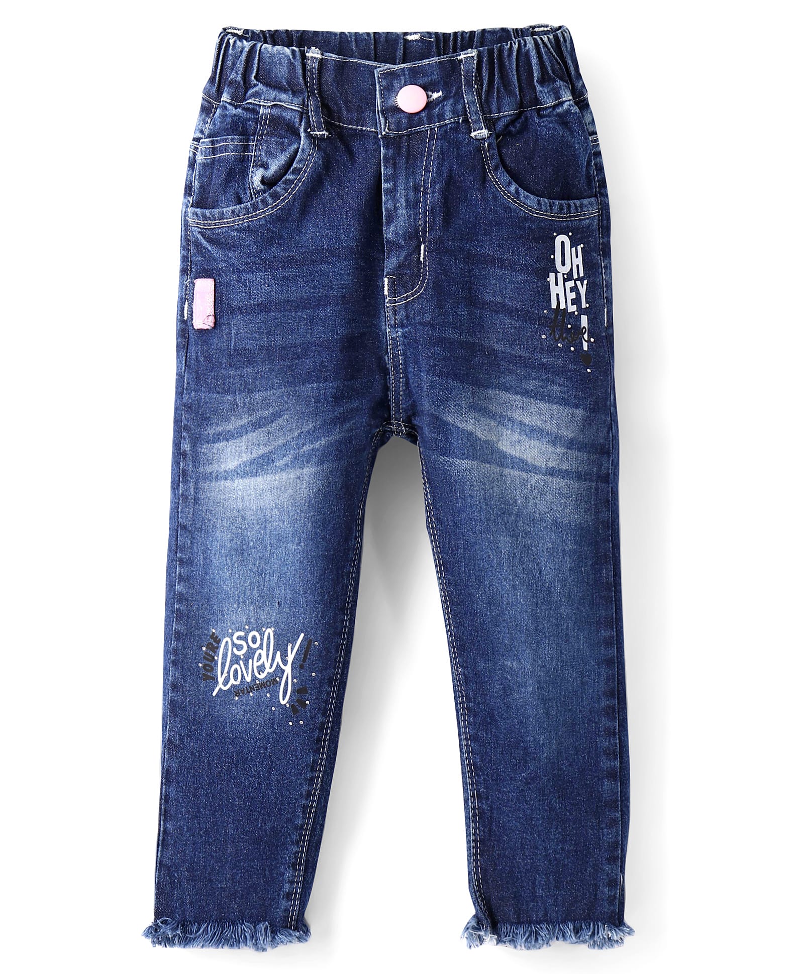 Olio Kids Woven Full Length Denim Jeans With Text Print - Navy Blue-picture-24
