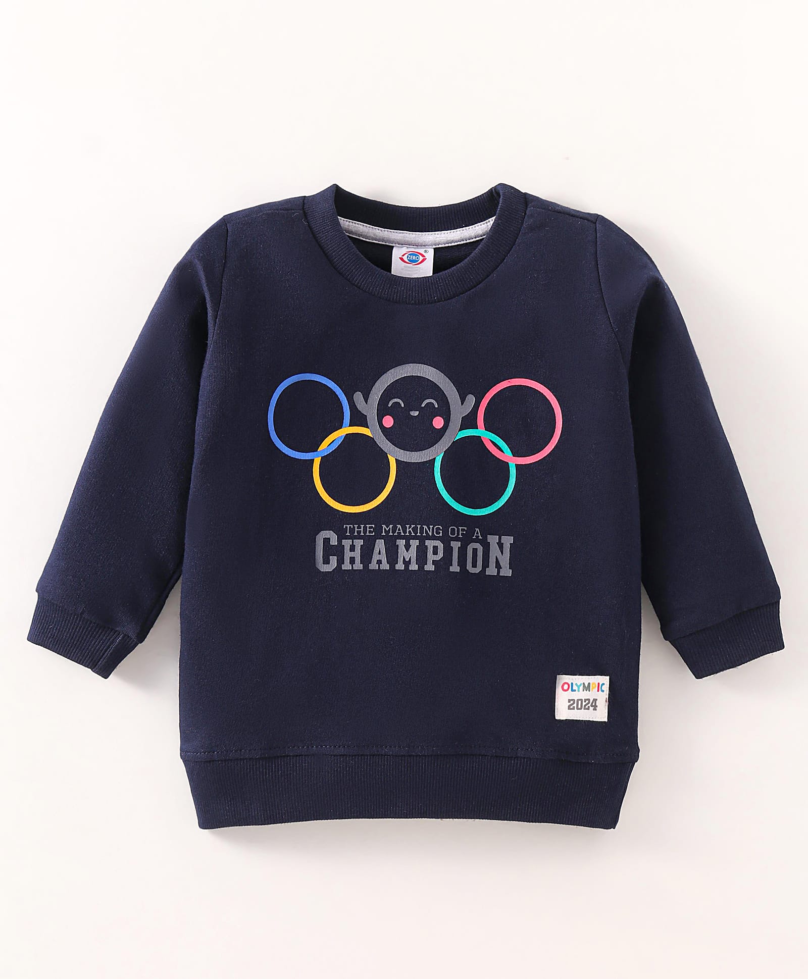 Zero Cotton Knit Full Sleeves Text Printed T-Shirt - Navy Blue-image-44