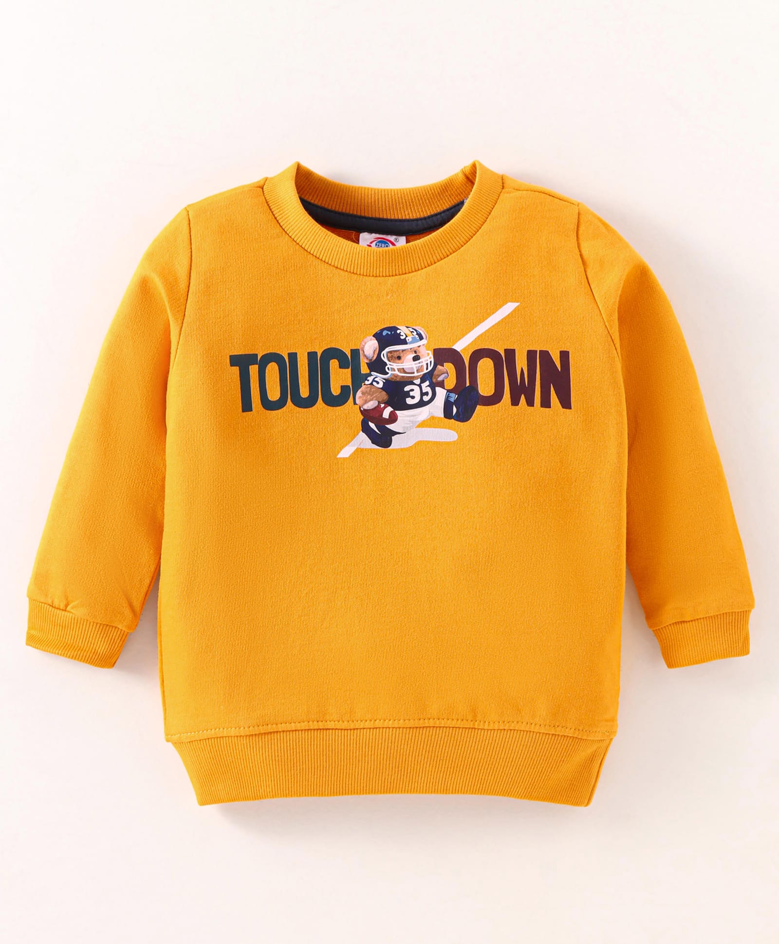 Zero Cotton Knit Full Sleeves Text Printed T-Shirt - Mustard-picture-22