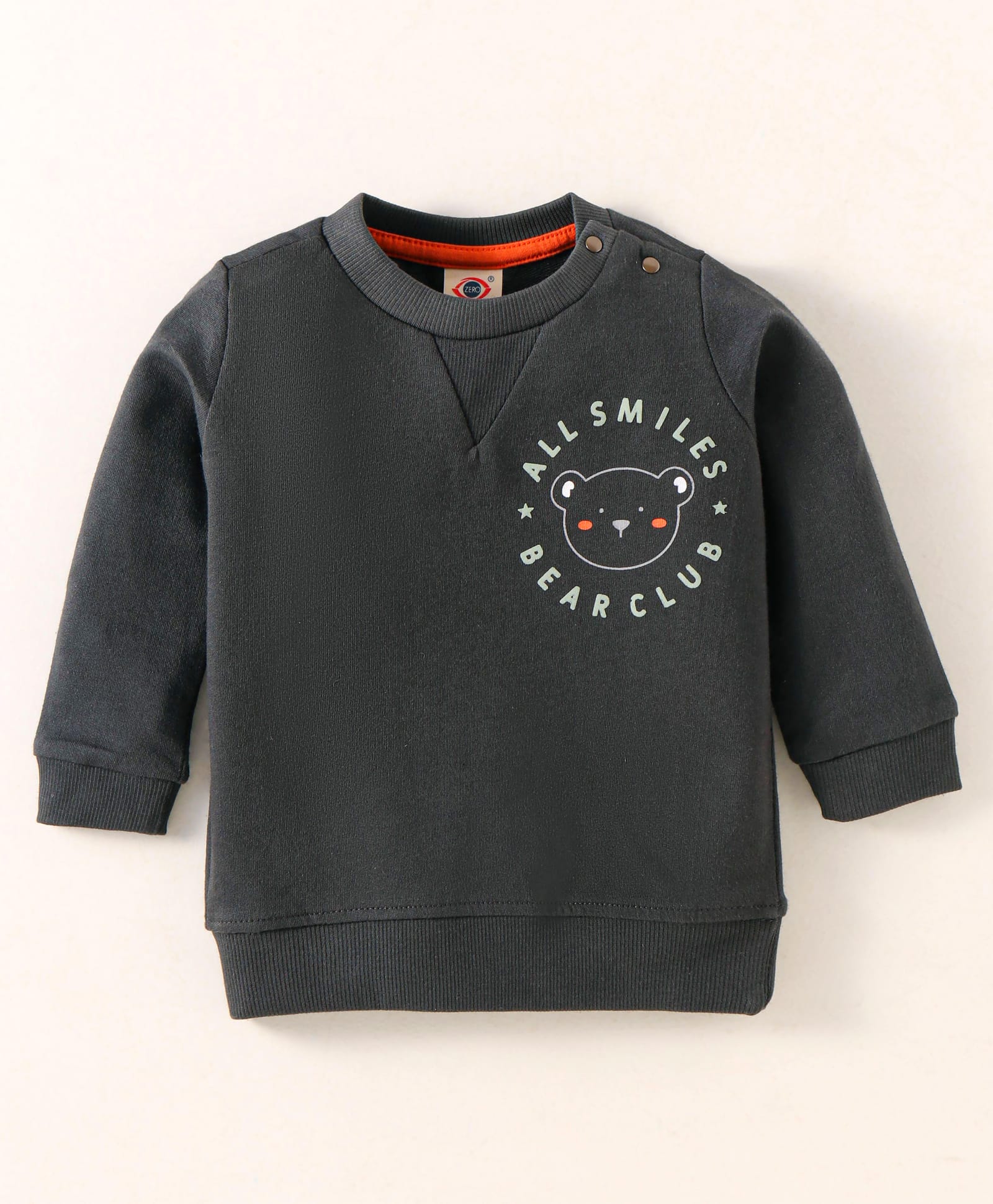 Zero Cotton Knit Full SleevesText Printed T-Shirt - Grey-image-9