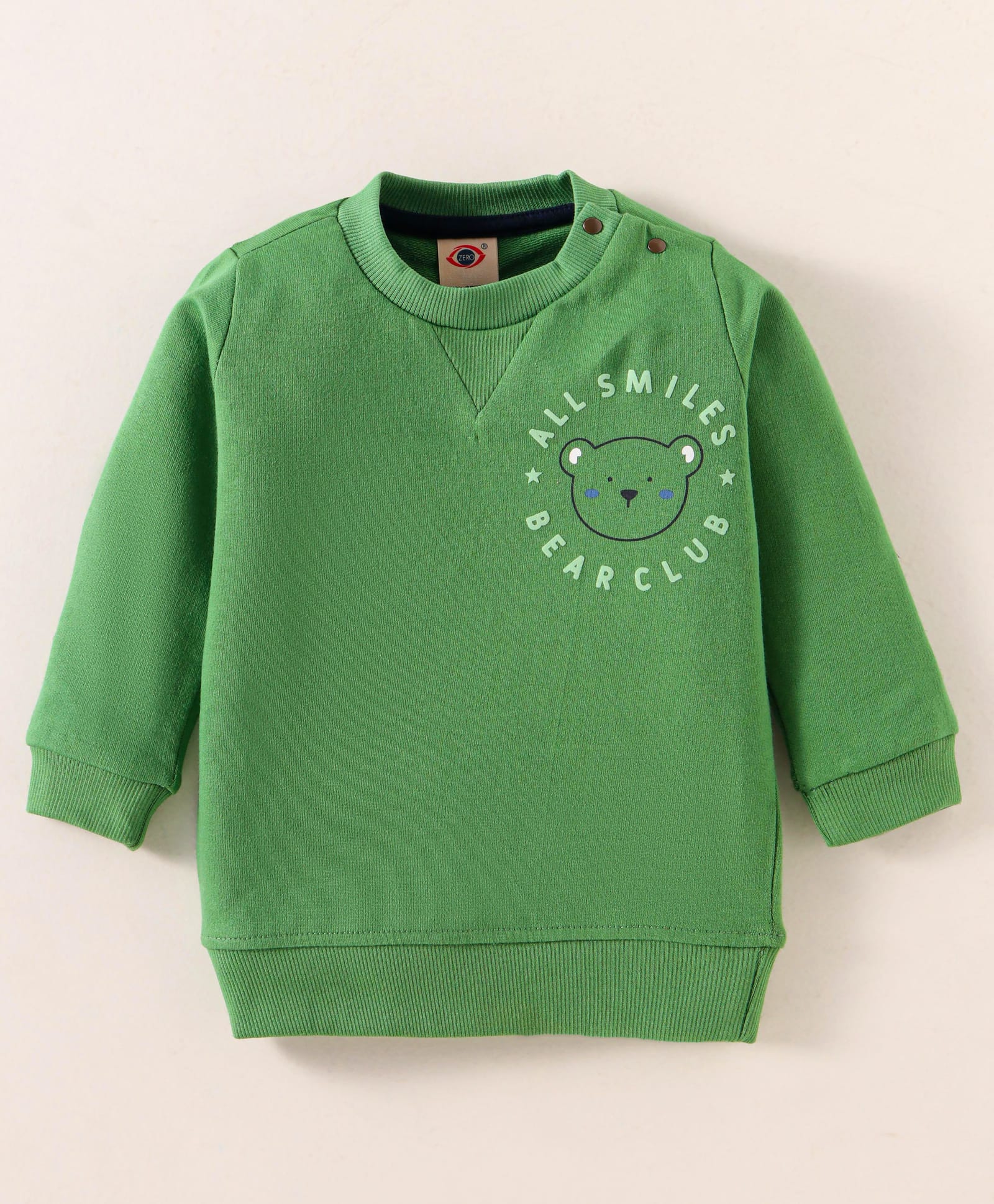 Zero Cotton Knit Full SleevesText Printed T-Shirt - Green-image-1