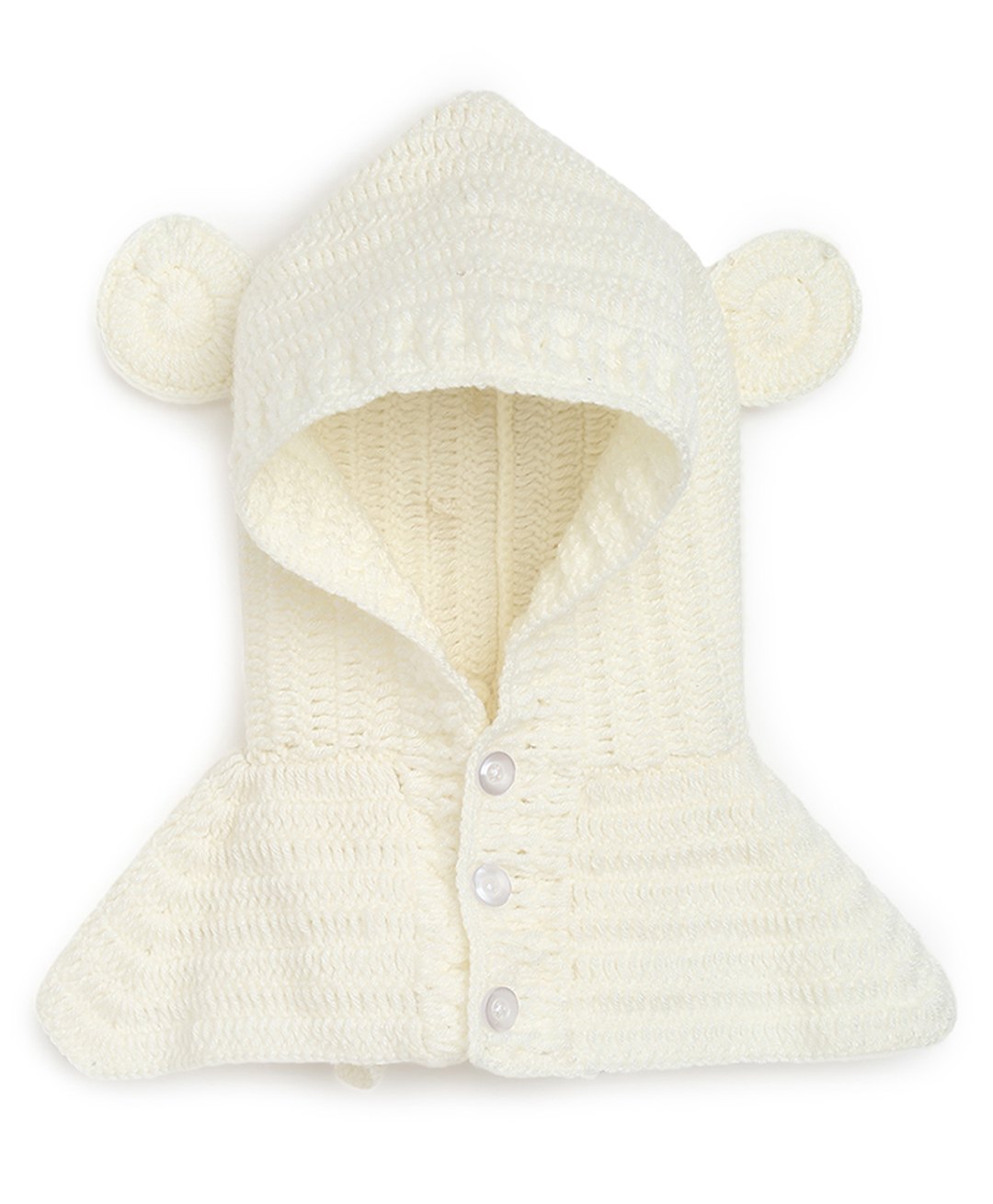 MayRa Knits Hand Knitted Ear Applique Detailed Cap With Button Closure - Cream-image-43
