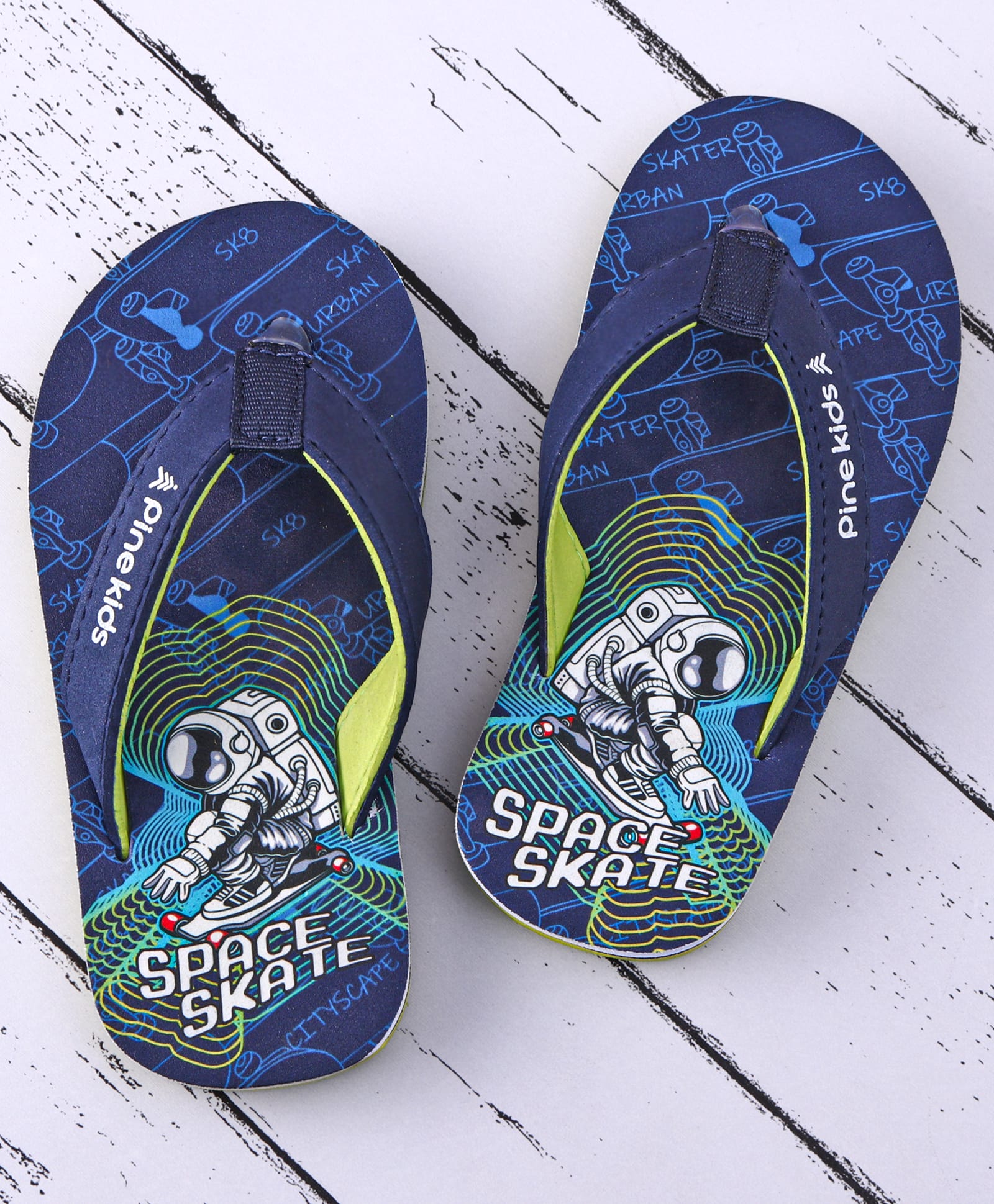 Pine Kids Slip On Flip Flops with Astronaut Print - Navy Blue-image-40