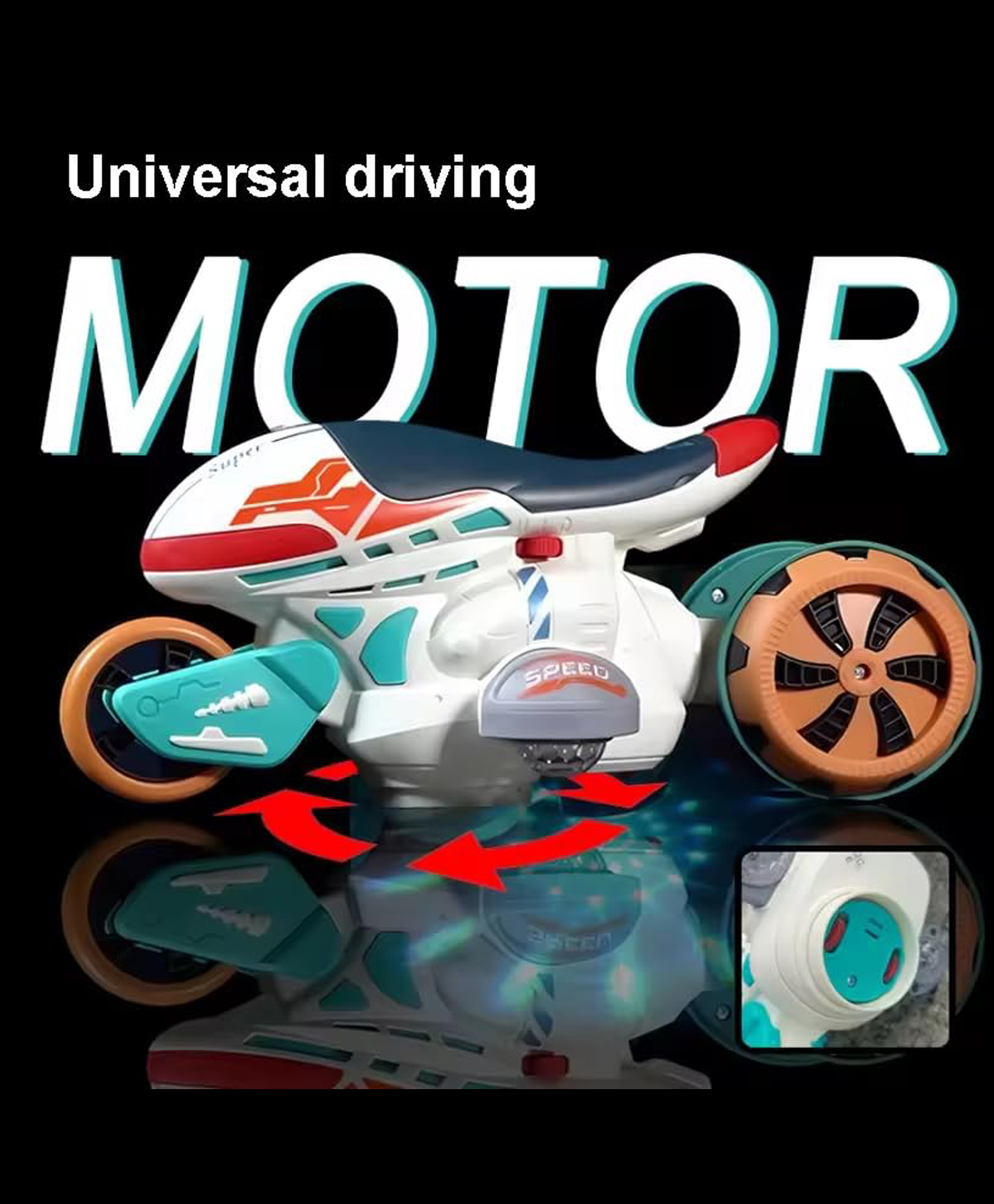 AKN TOYS 360 Degree Rotating Motorcycle Bike with Flashing Lights and Sound - Multicolor-picture-19