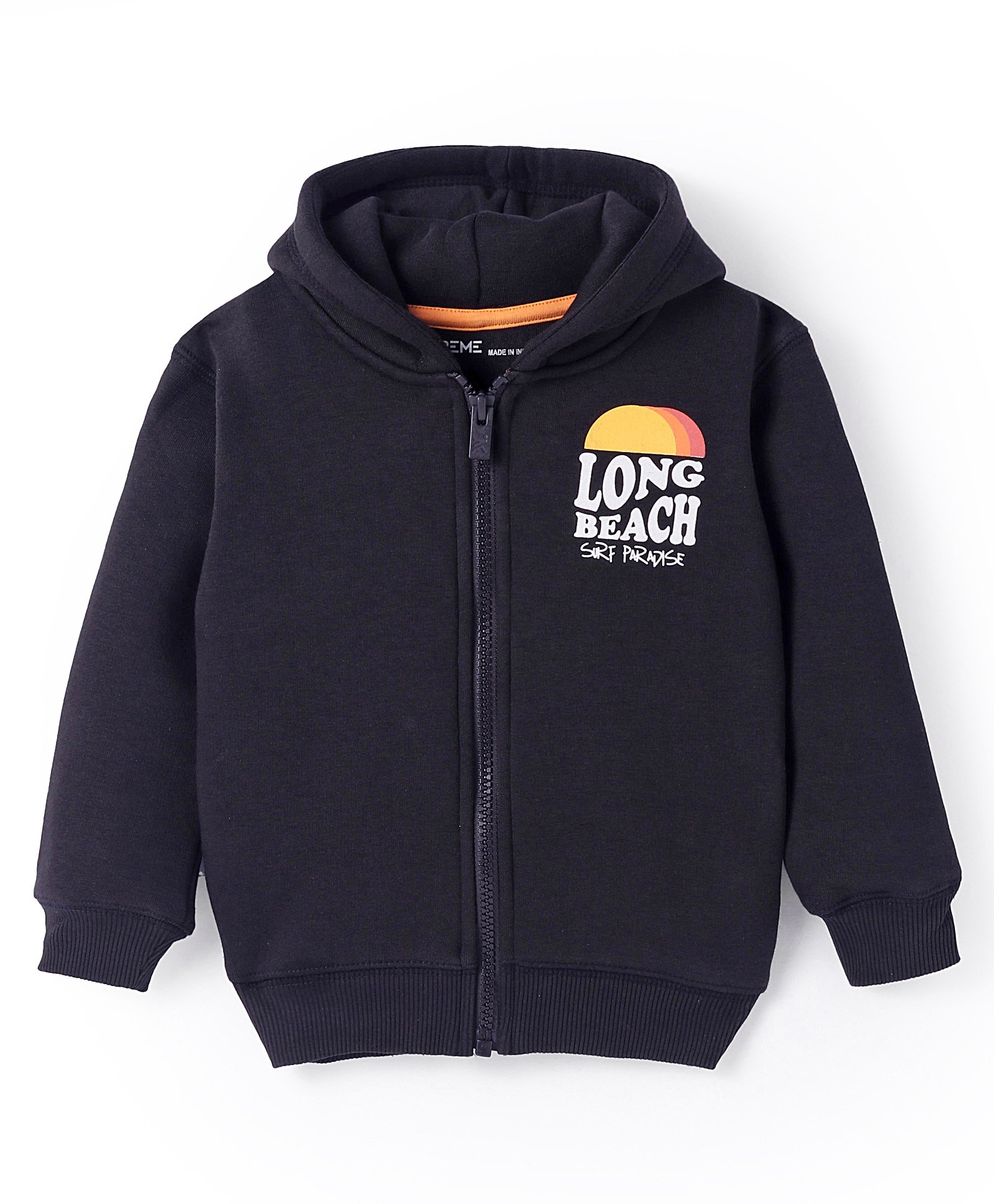Doreme Fleece Knit Full Sleeves Hooded Sweatjacket Text Print - Charcoal Grey-picture-18