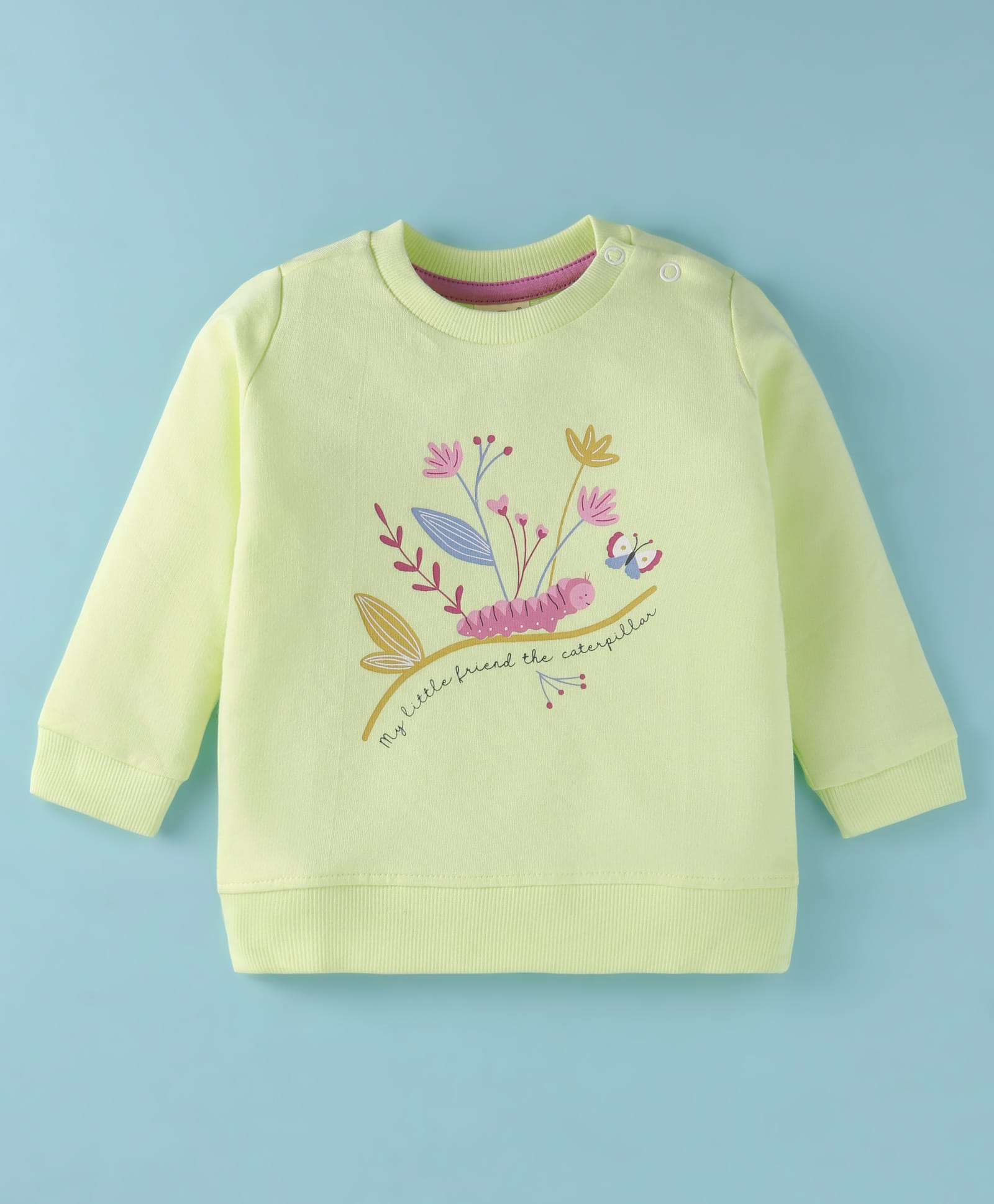Zero Cotton Knit Full Sleeves Winter T-Shirt with CaterpillarPrint - Light Green-picture-40