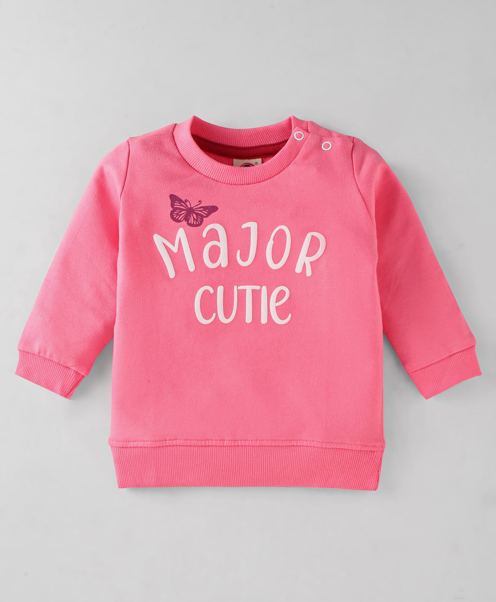 Zero Cotton Knit Full Sleeves Text & Butterfly Print T-Shirt - Pink-image-27