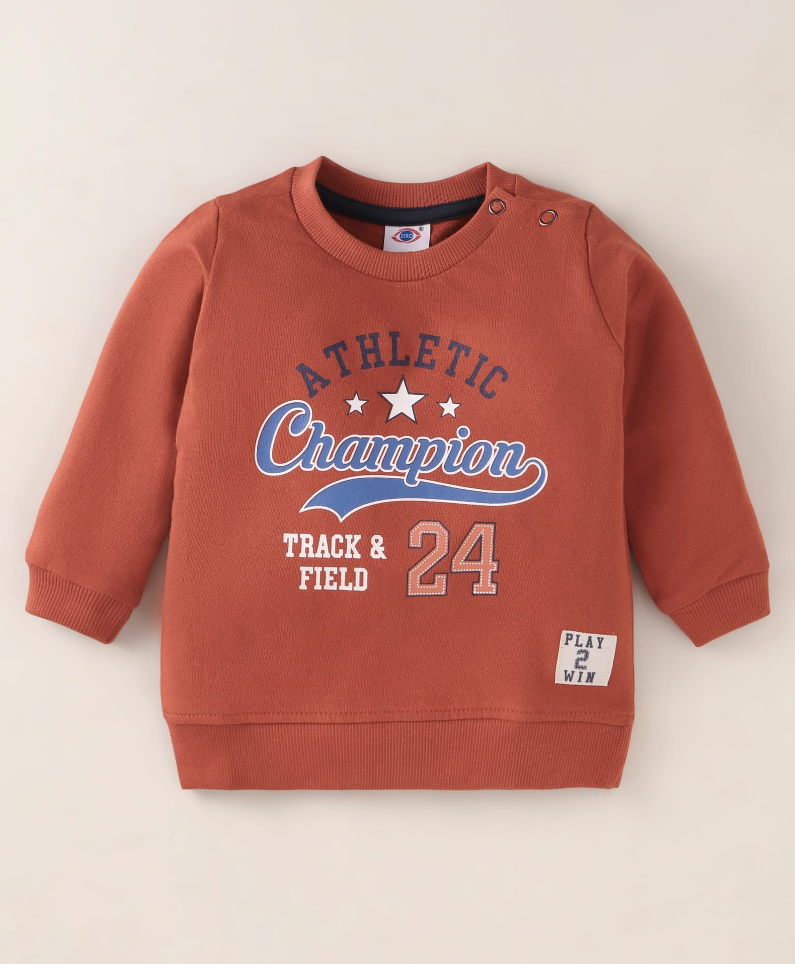 Zero Cotton Knit Full Sleeves Text PrintedT-Shirt - Rust Orange-image-31
