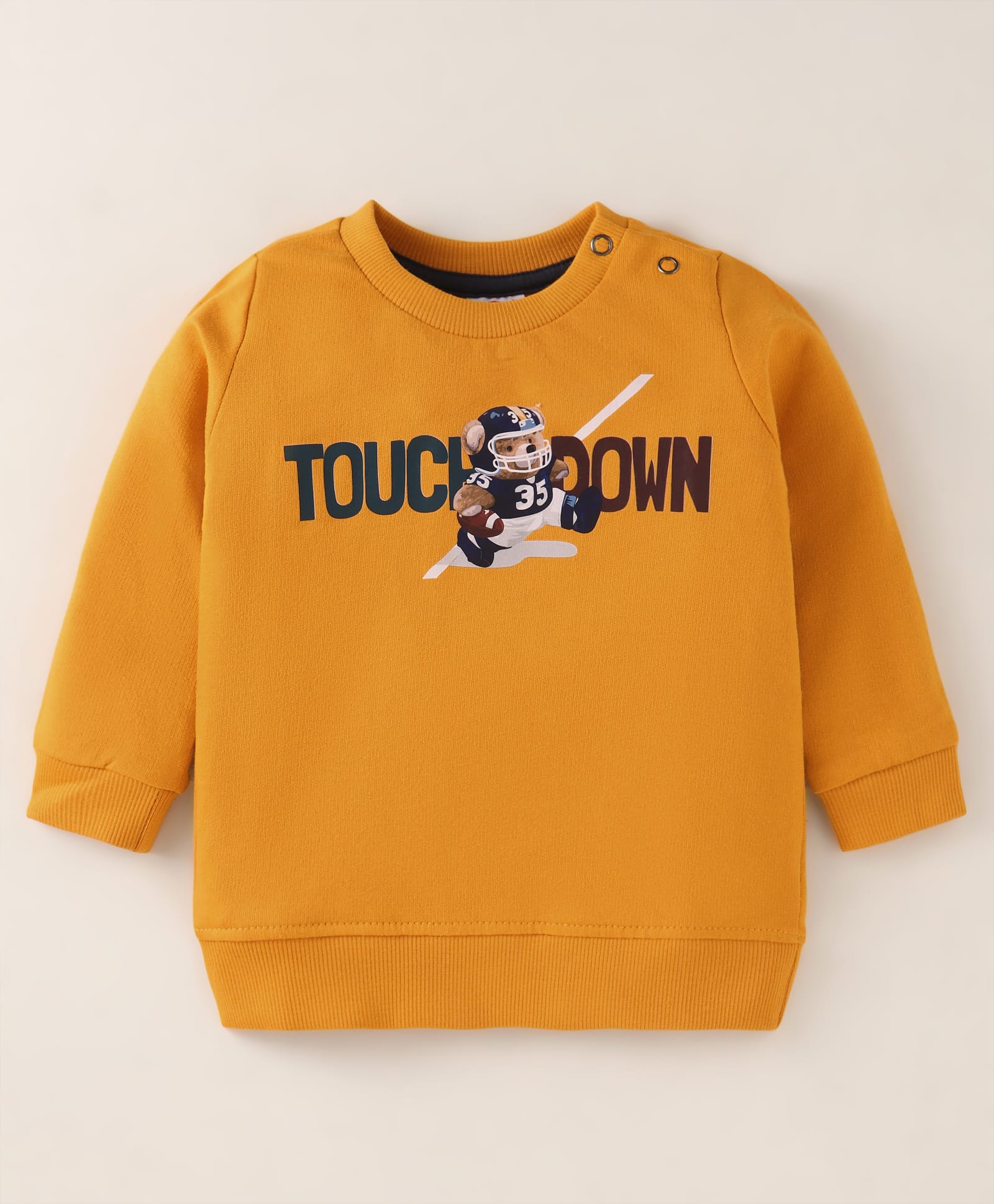 Zero Cotton Knit Full Sleeves Text Printed T-Shirt - Mustard-picture-0