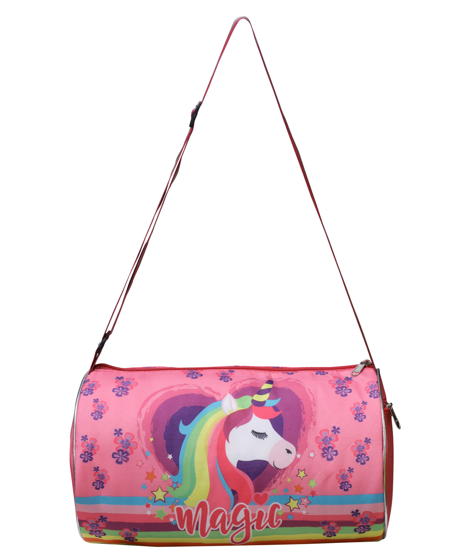 Happile Unicorn Design purple/pink Kids Duffle shoulder bag for school/travelling/sports/Picnic - 9.8 Inches-image-16