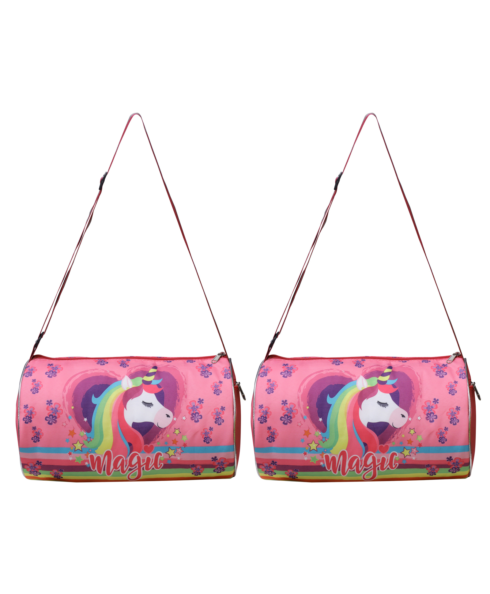 Happile Unicorn Design purple/pink Kids 2 piece combo Duffle shoulder bag for school/travelling/sports/Picnic  - 9.8 Inches-image-17