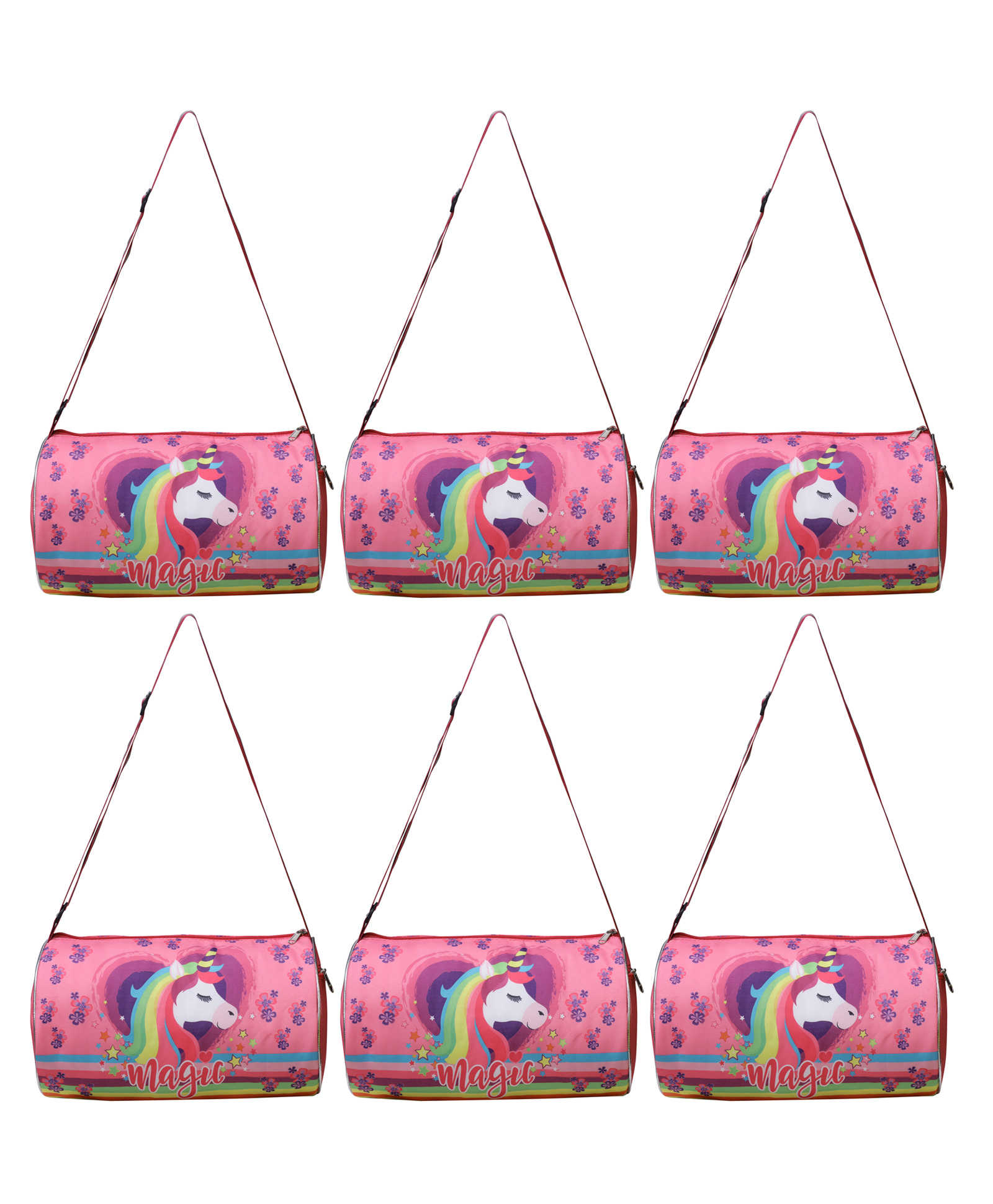 Happile Unicorn Design purple/pink Kids 6 pieces combo Duffle shoulder bag for school/travelling/sports/Picnic - 9.8 Inches-image-15