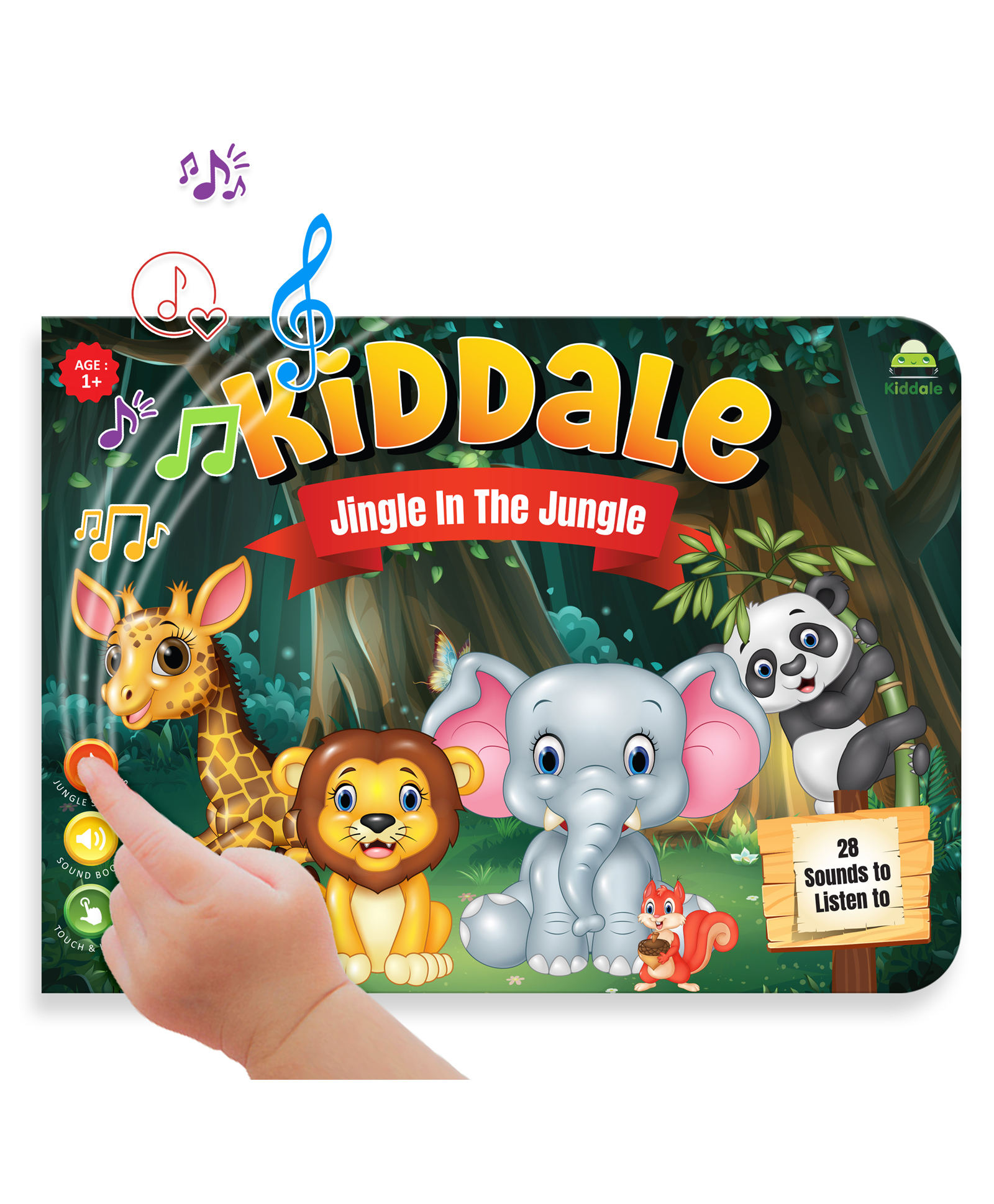 Kiddale 28 Wild Animal Musical Sounds Book|16 Audio Nursery Rhymes Learning|Interactive&Intelligence Book|Best Alternative To Keep Kids From Mobile Phones&Screens - Green-picture-16