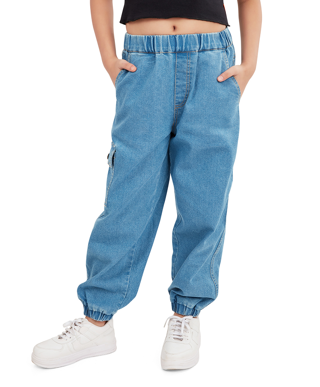 Olele Cotton Denim Solid Jeans - Indigo Blue-image-26