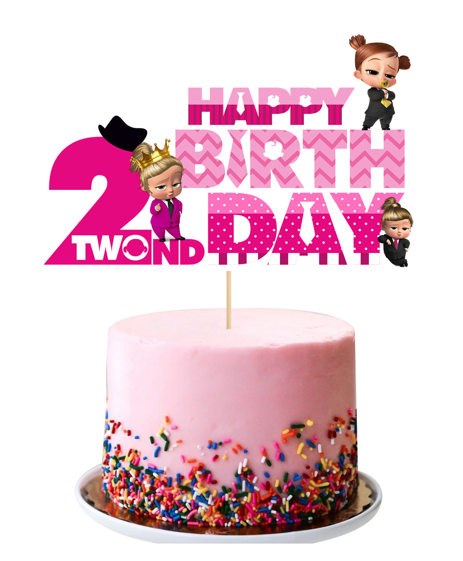 Zyozi Boss Baby Cake Topper for Girl, Two Cake Topper, Second Birthday Cake Topper-picture-31