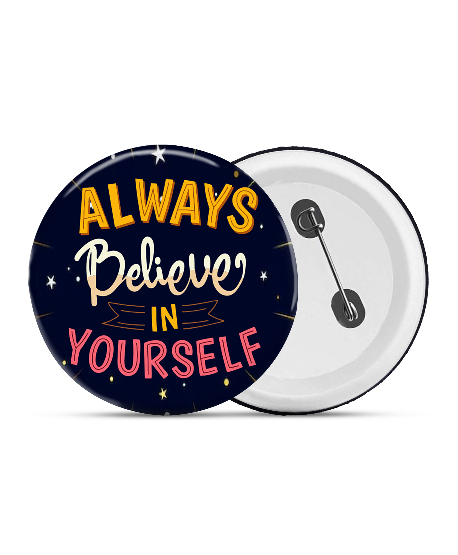 Zyozi  Believe In YourSelf Positive, Motivational Badges For Kids - Pin Button Badges Black - Pack of 12-image-2