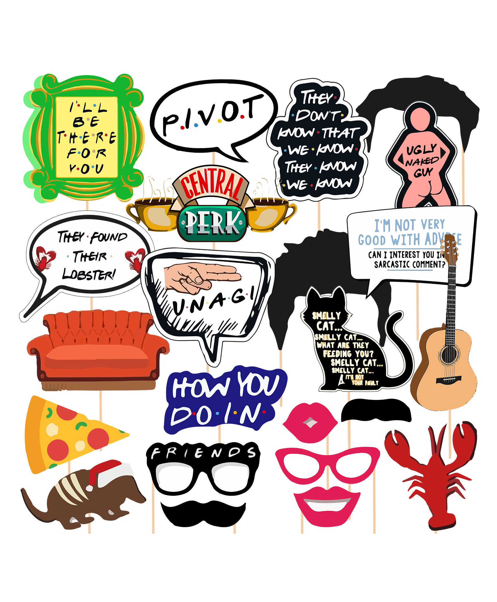 Zyozi Friends Themed Photo Booth Props Friends Birthday Party Supplies Multicolor - Pack of 23-image-0