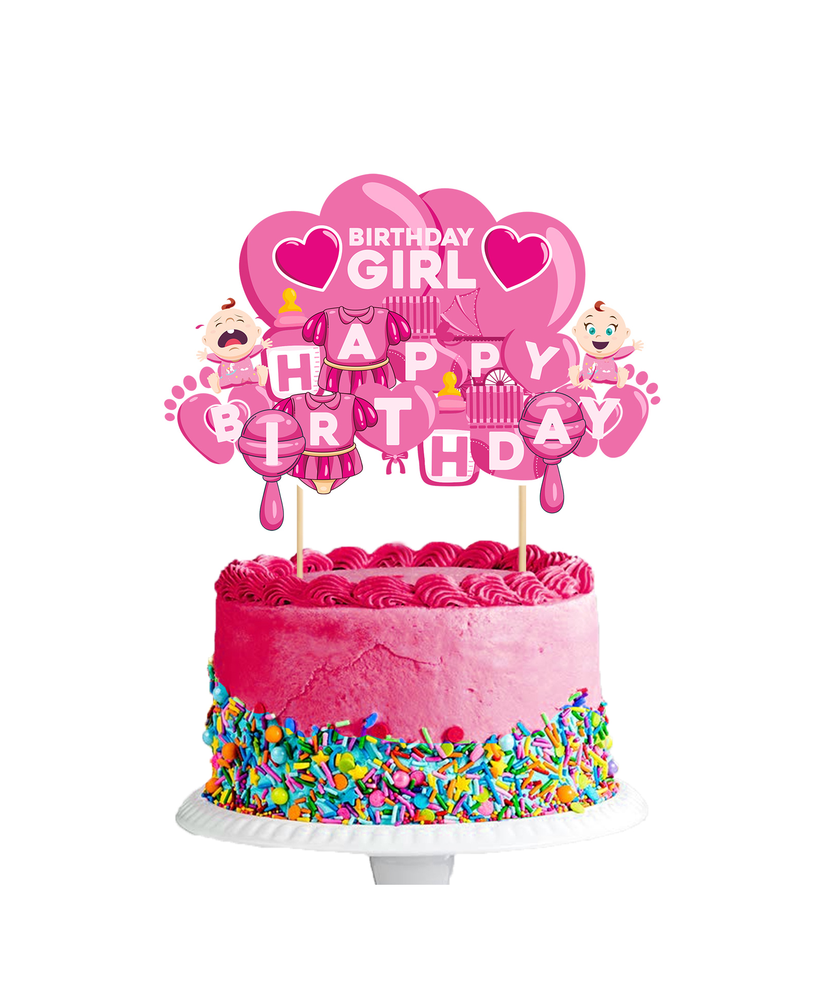Zyozi Birthday Girl Cake Toppers for Baby Girl Birthday Party Decorations-picture-33