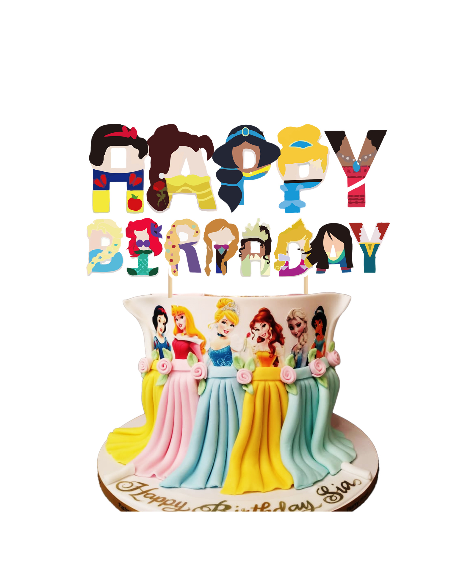 Zyozi Princess Theme Birthday Cake Topper Princess Party Decorations-picture-35