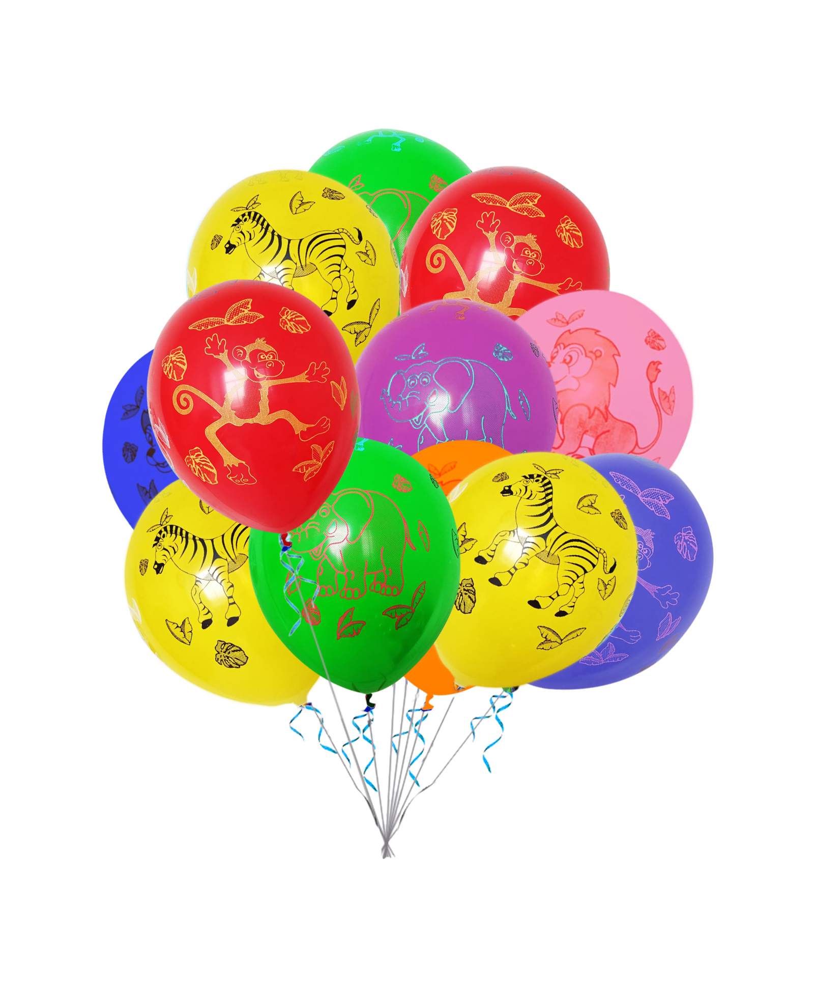 Zyozi Multicolor Balloons Combo Kit - Jungle Printed Balloons For Birthday Decorations - PACK OF 50-image-1