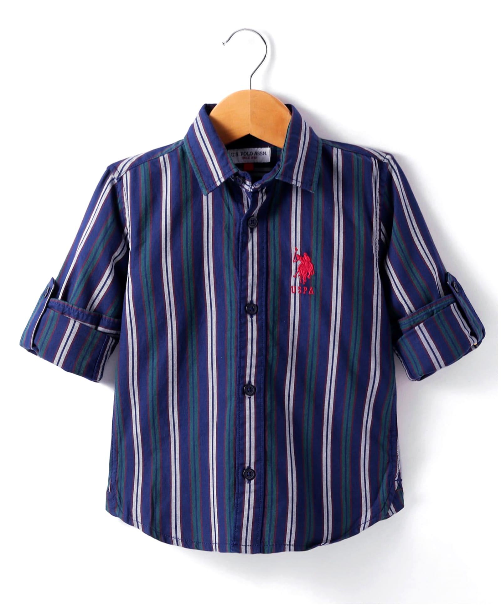 US Polo Assn Cotton Knit Full Sleeves Stripe Shirt - Navy Blue-image-34