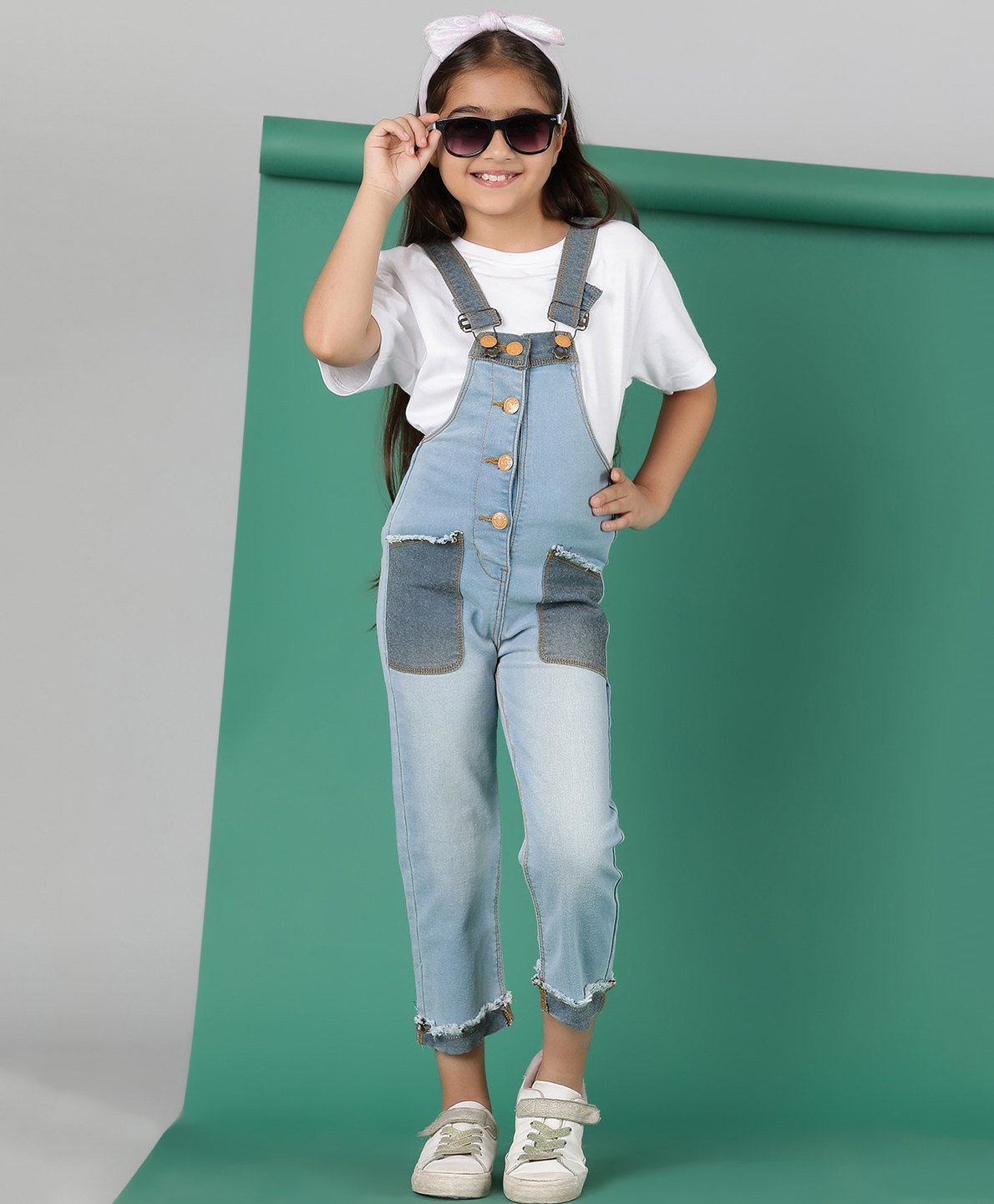 Tales & Stories Sleeveless Pockets Detailed Dungaree - Blue-image-18