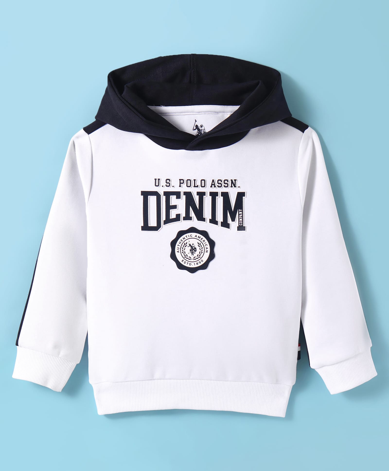US Polo Assn Cotton Knit Full Sleeves Hooded Sweatshirt With Text Print - White-picture-37