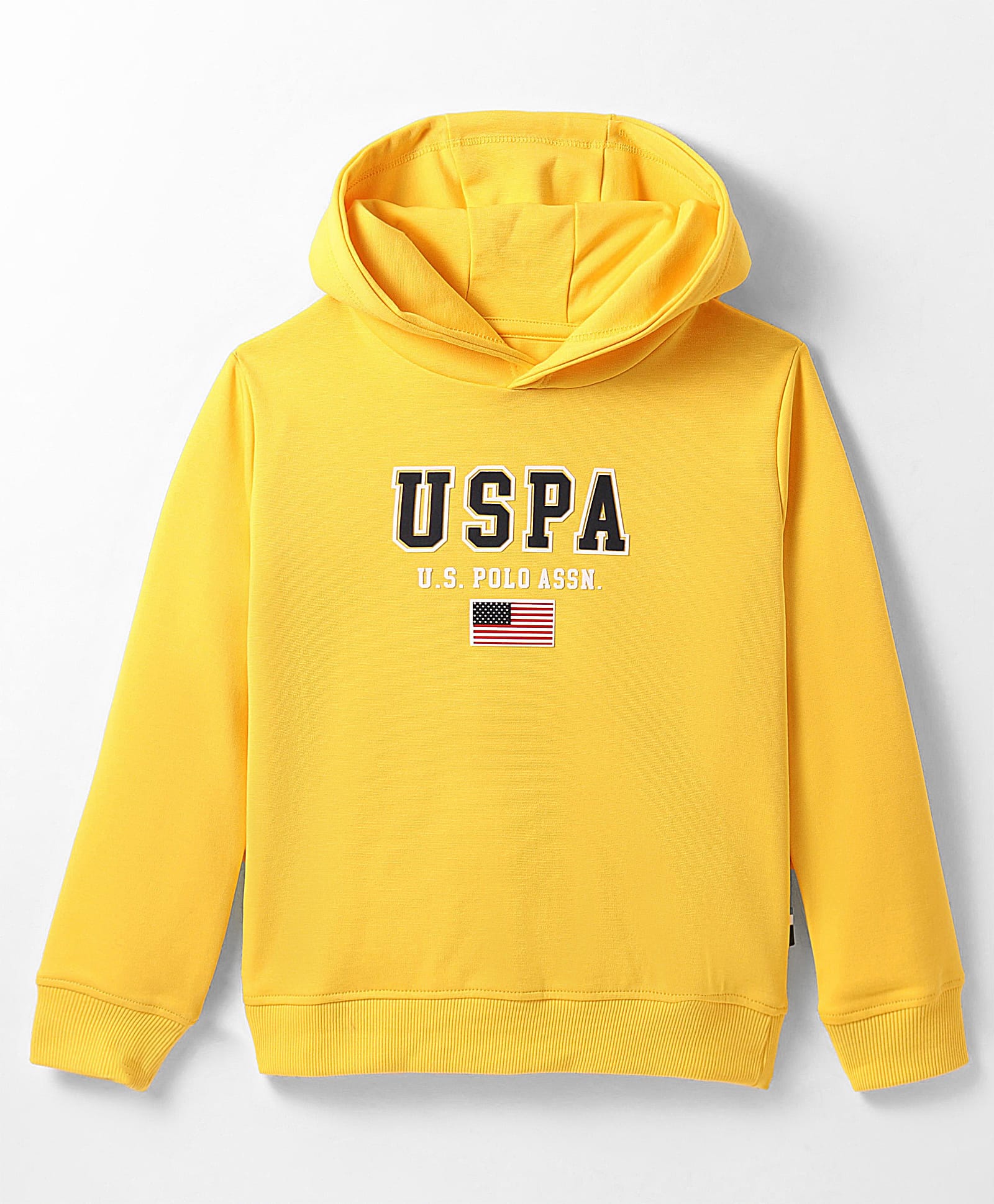 US Polo Assn Cotton Knit Full Sleeves Hooded Sweatshirt with Text Print - Yellow-picture-36