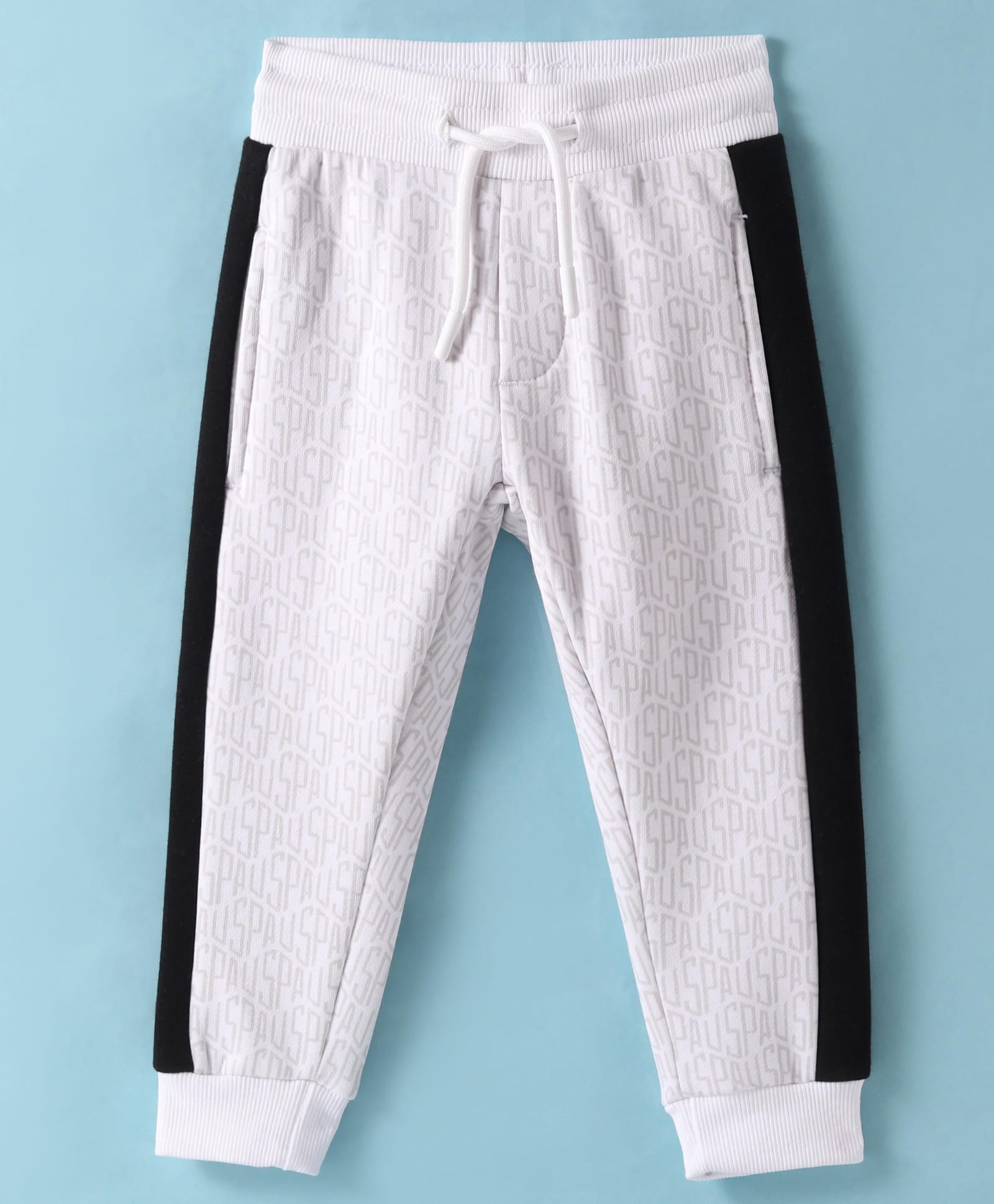 US Polo Assn Cotton Knit Full Length Taped Lounge Pant with Text Print - White-image-6