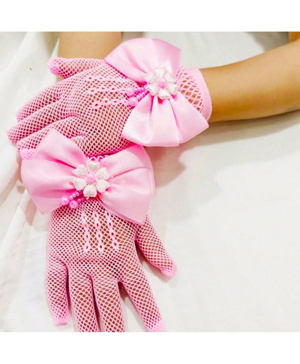 Tipy Tipy Tap Fullfinger Netted Bow Gloves - Pink-picture-12