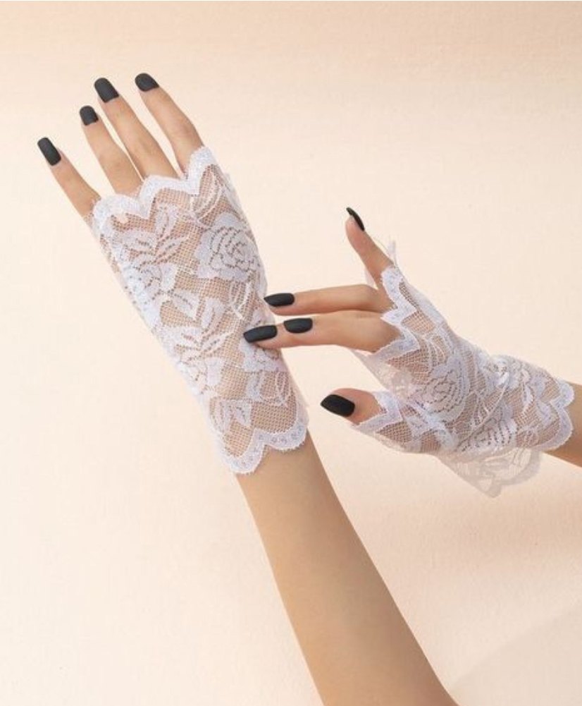 Tipy Tipy Tap Fingerless Self Net Gloves - White-picture-14
