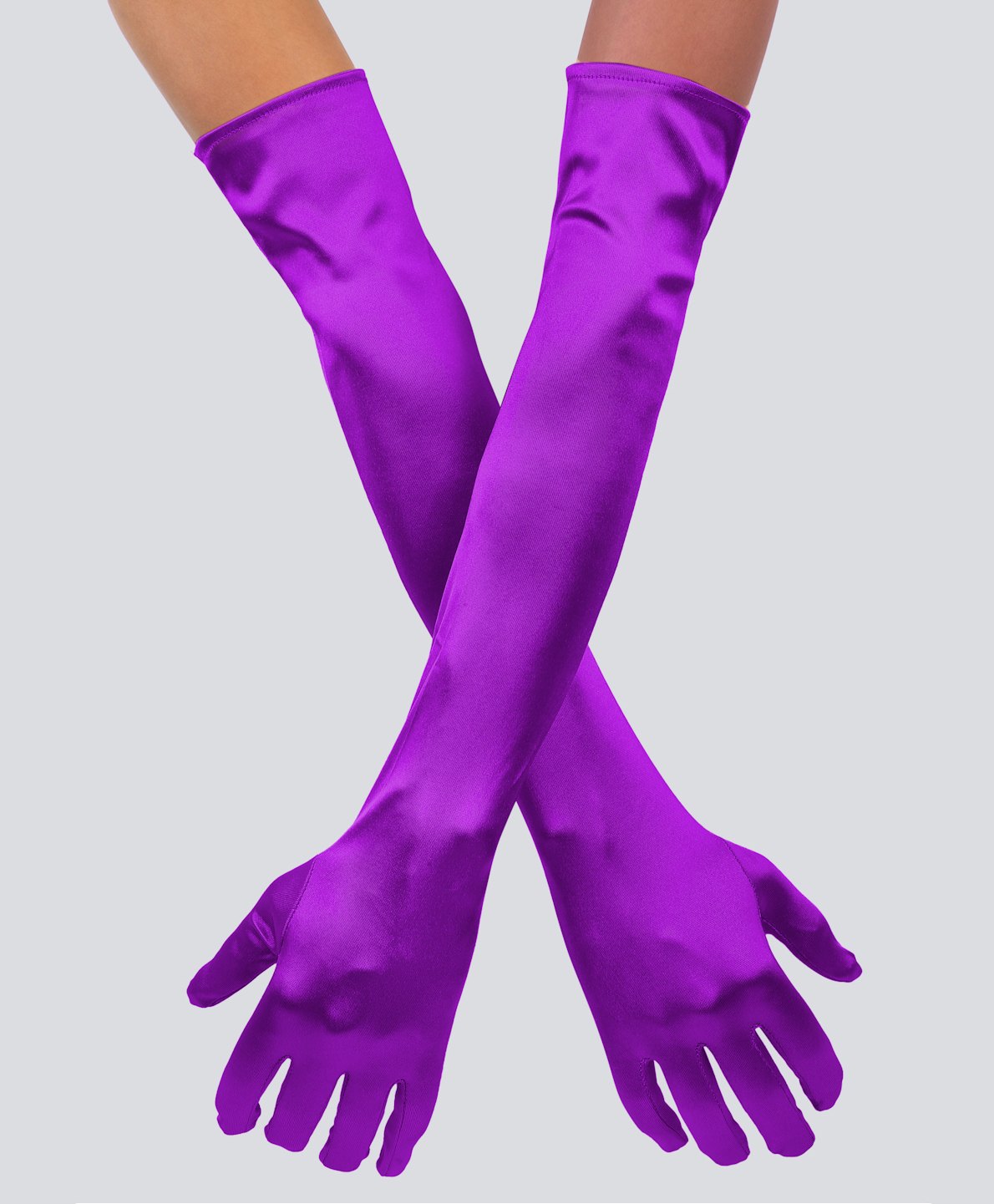 Tipy Tipy Tap Fullfinger Satin Elbow Length Gloves - Purple-picture-16