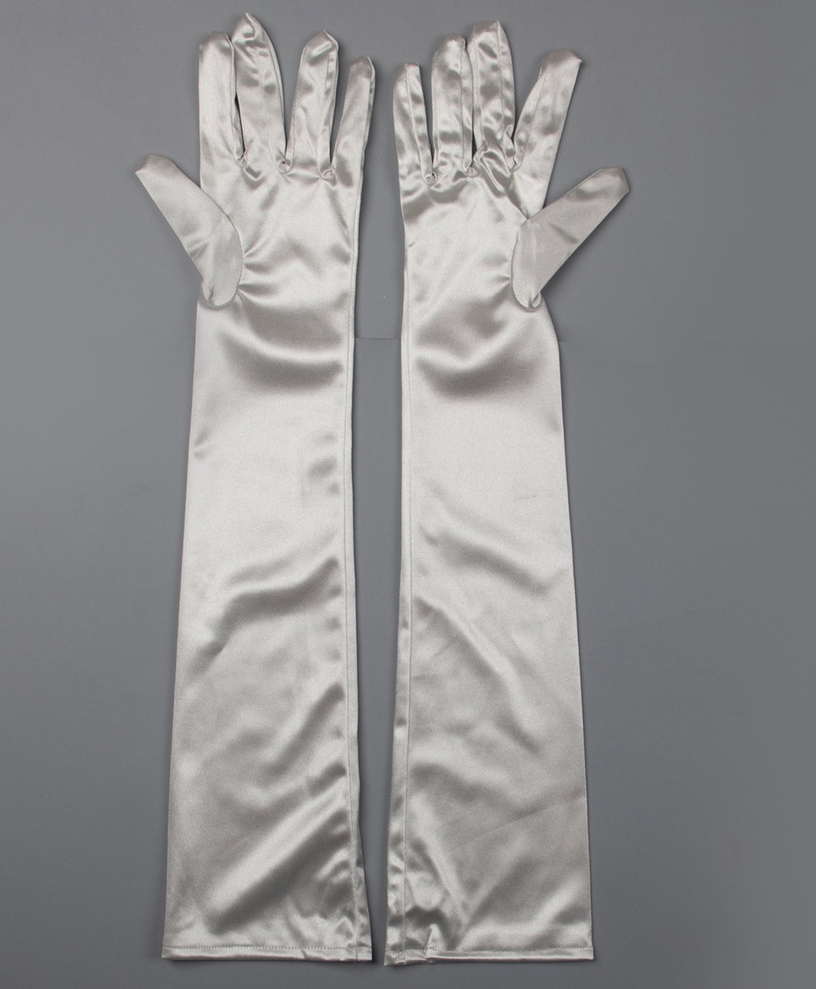 Tipy Tipy Tap Fullfinger Satin Elbow Length Gloves - Silver-picture-21