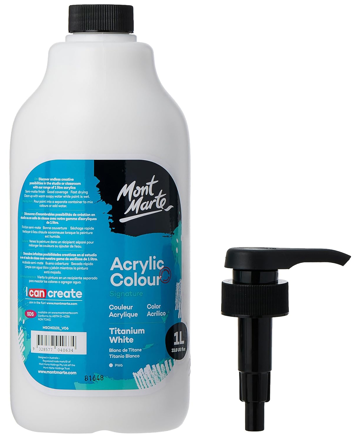 Mont Marte Acrylic Colour Paint 1 Litre - Titanium White-picture-11