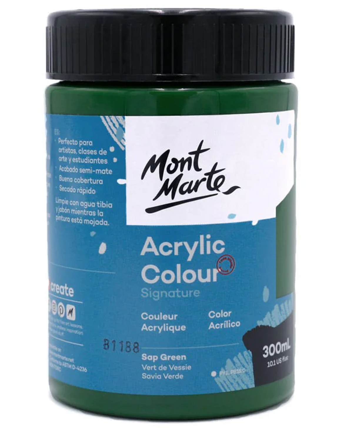 Mont Marte Acrylic Colour Paint 300ml - Sap Green-image-6