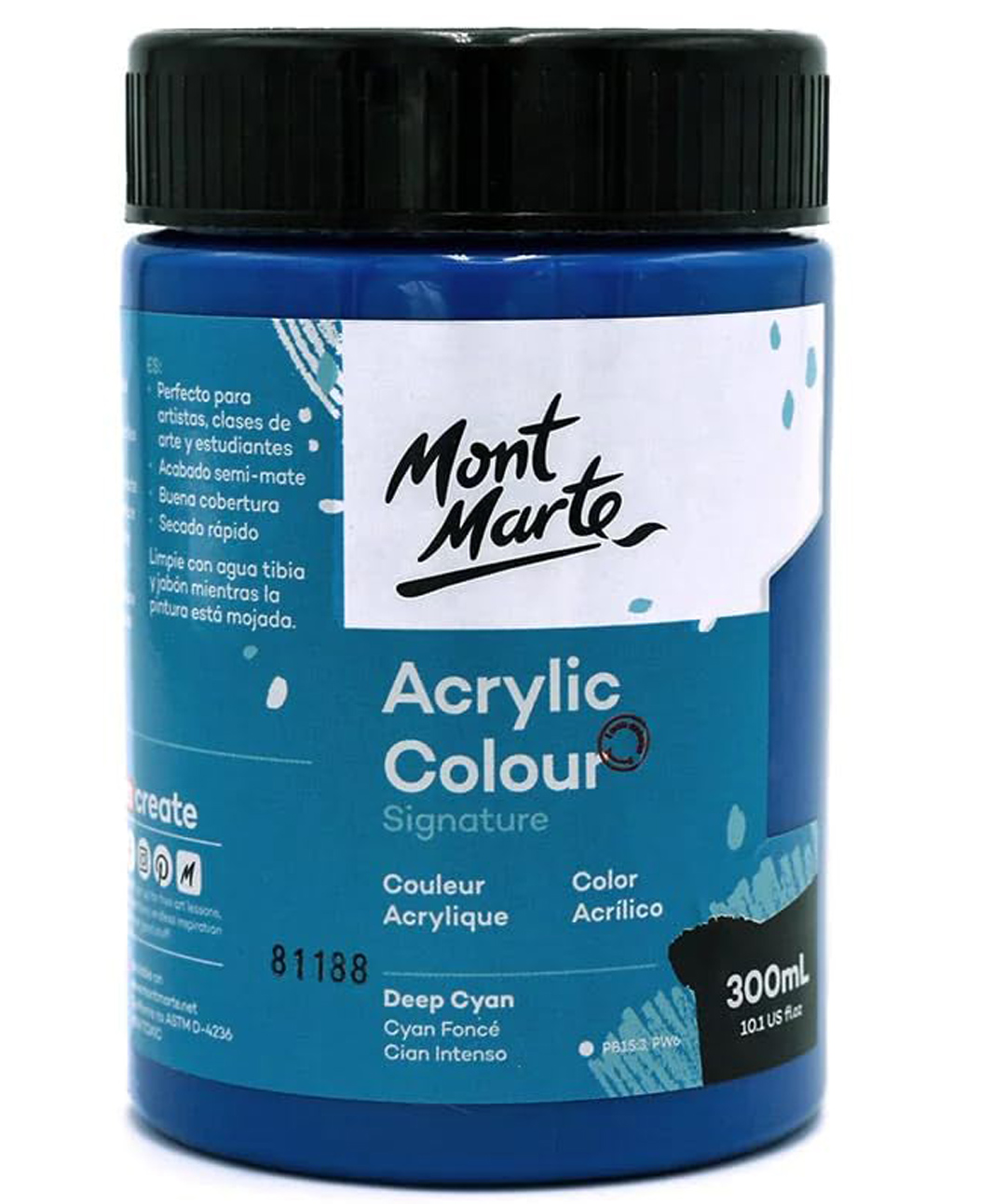 Mont Marte Acrylic Colour Paint 300ml - Deep Cyan-picture-10