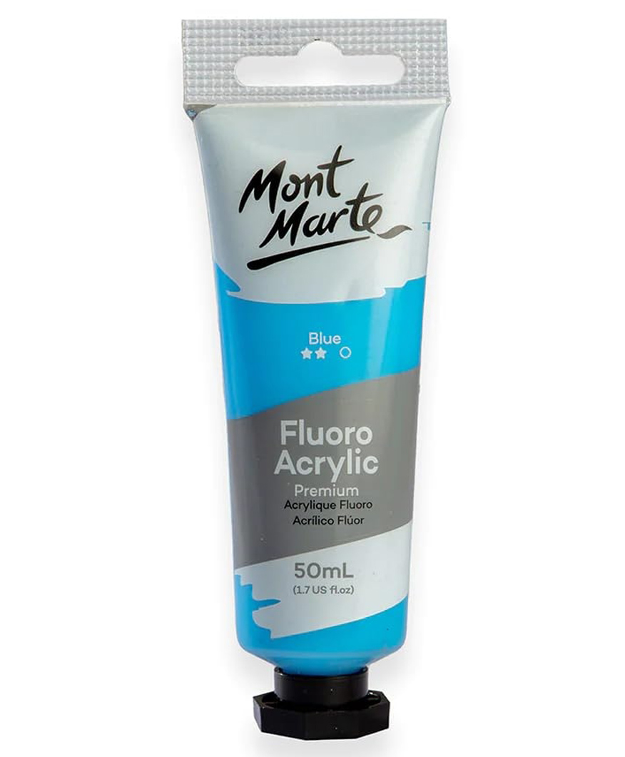 Mont Marte Fluoro Acrylic Paint 50ml - Blue-image-21