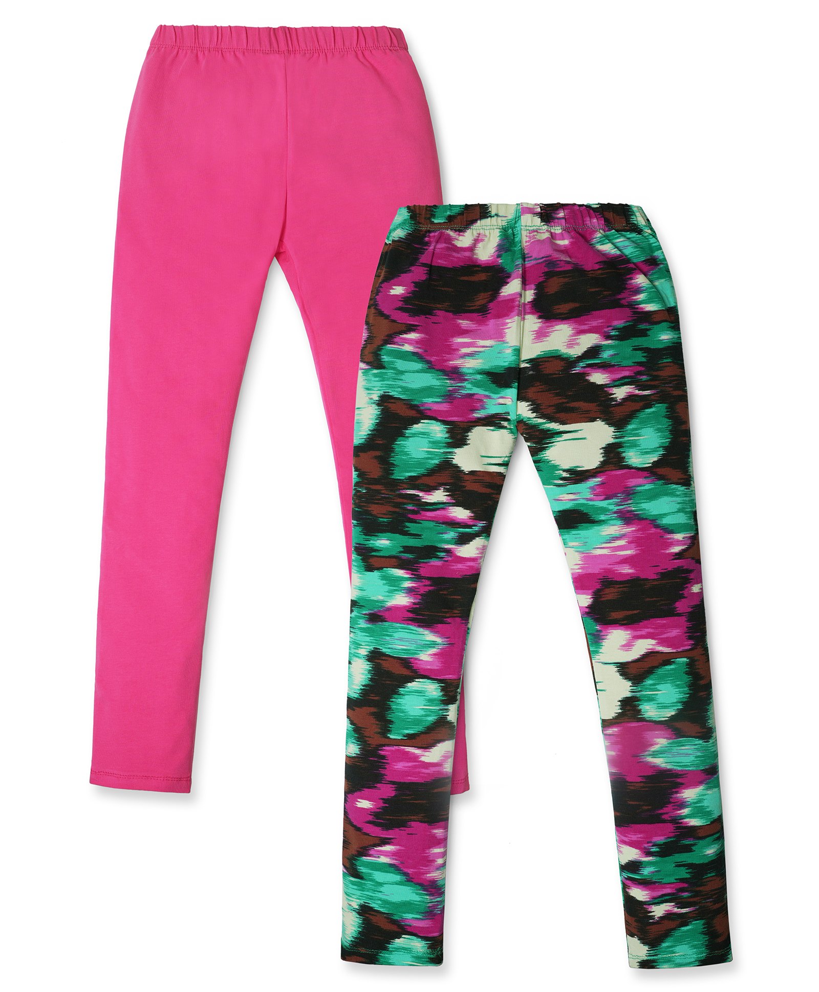 Nino Togs Pack Of 2  Solid & Colour Splashed Stretchable Leggings - Multi Colour-image-29