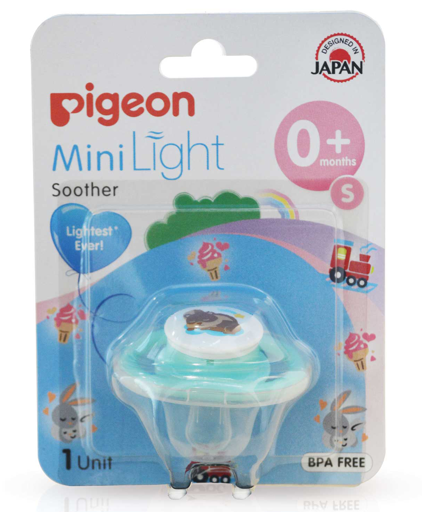 Pigeon Minilight Soother Size Small Squirrel Print - Blue