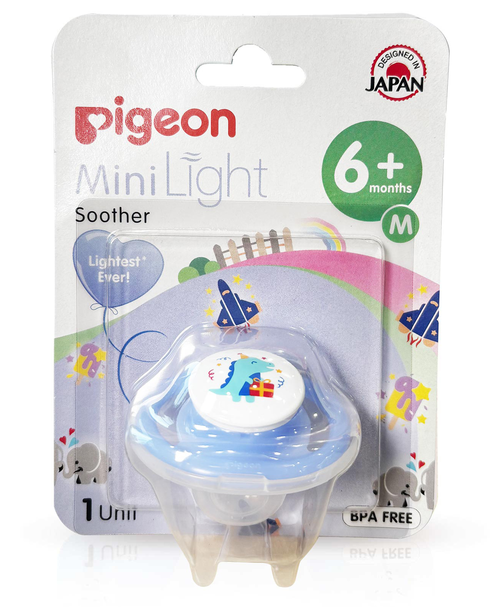 Pigeon Minilight Soother Size Medium Dino Bday Print - White-picture-16
