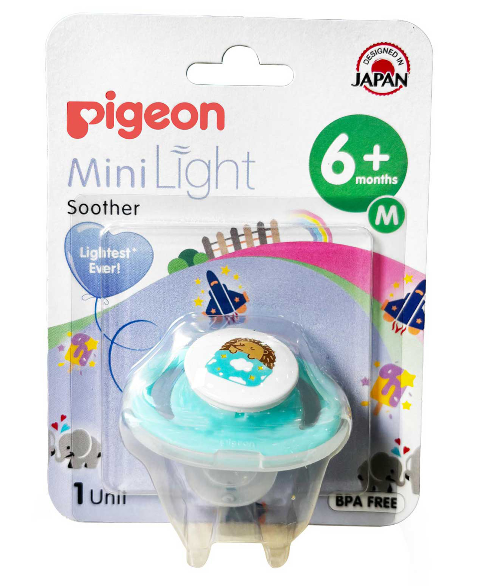 Pigeon Minilight Soother Size Medium Hedgehog Print - Blue-image-15